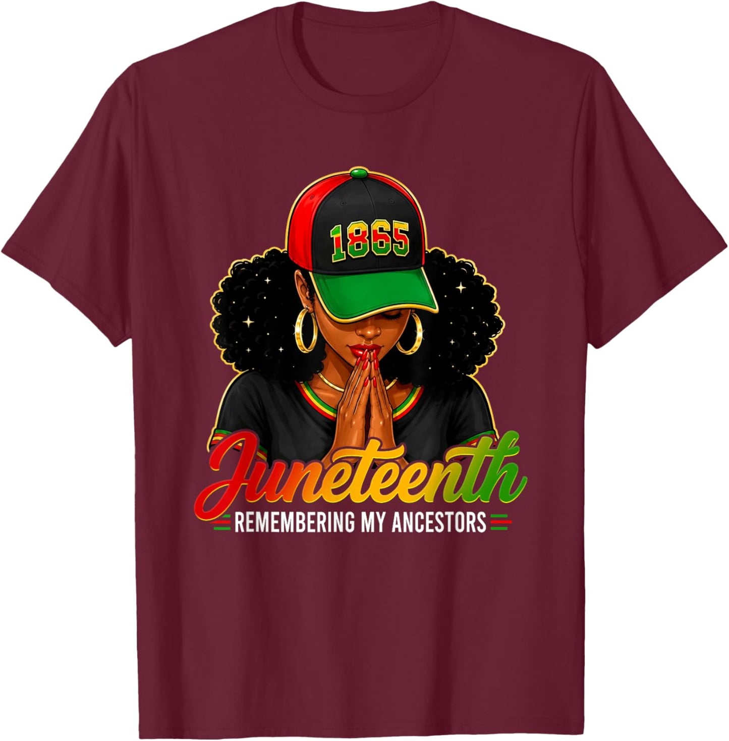 Remembering My Ancestors Juneteenth Black African Women T-Shirt - T-Shirt | Maroon