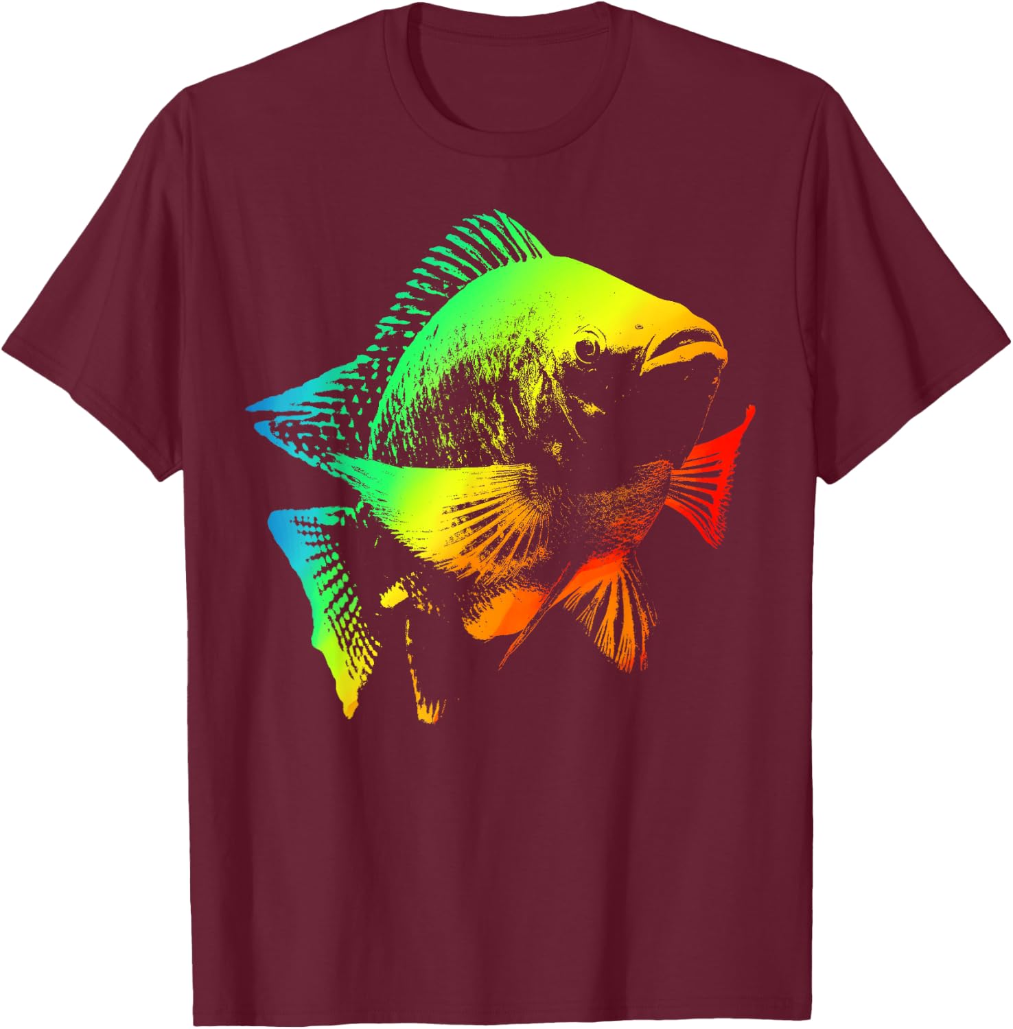 TILAPIA Colorful Rainbow Retro T-Shirt - T-Shirt | Maroon