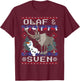 Disney Frozen Christmas Olaf & Sven Ugly Holiday Sweater T-Shirt - T-Shirt | Maroon