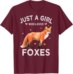 Just A Girl Who Loves Foxes T-Shirt - T-Shirt | Maroon