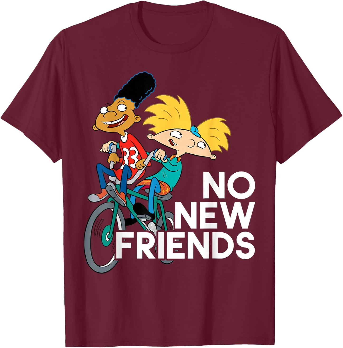Nickelodeon Hey Arnold! No New Friends T-Shirt - T-Shirt | Maroon