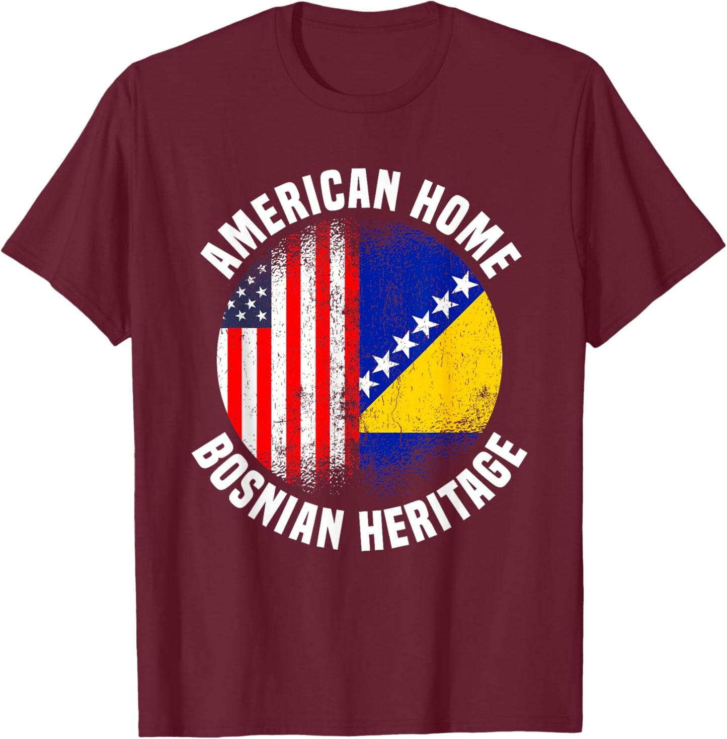 Bosnia Outfit & Women US American Bosnian Flag T-Shirt - T-Shirt | Maroon