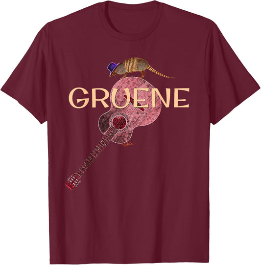 JCombs: Gruene, Texas Armadillo/Guitar T-Shirt - T-Shirt | Maroon