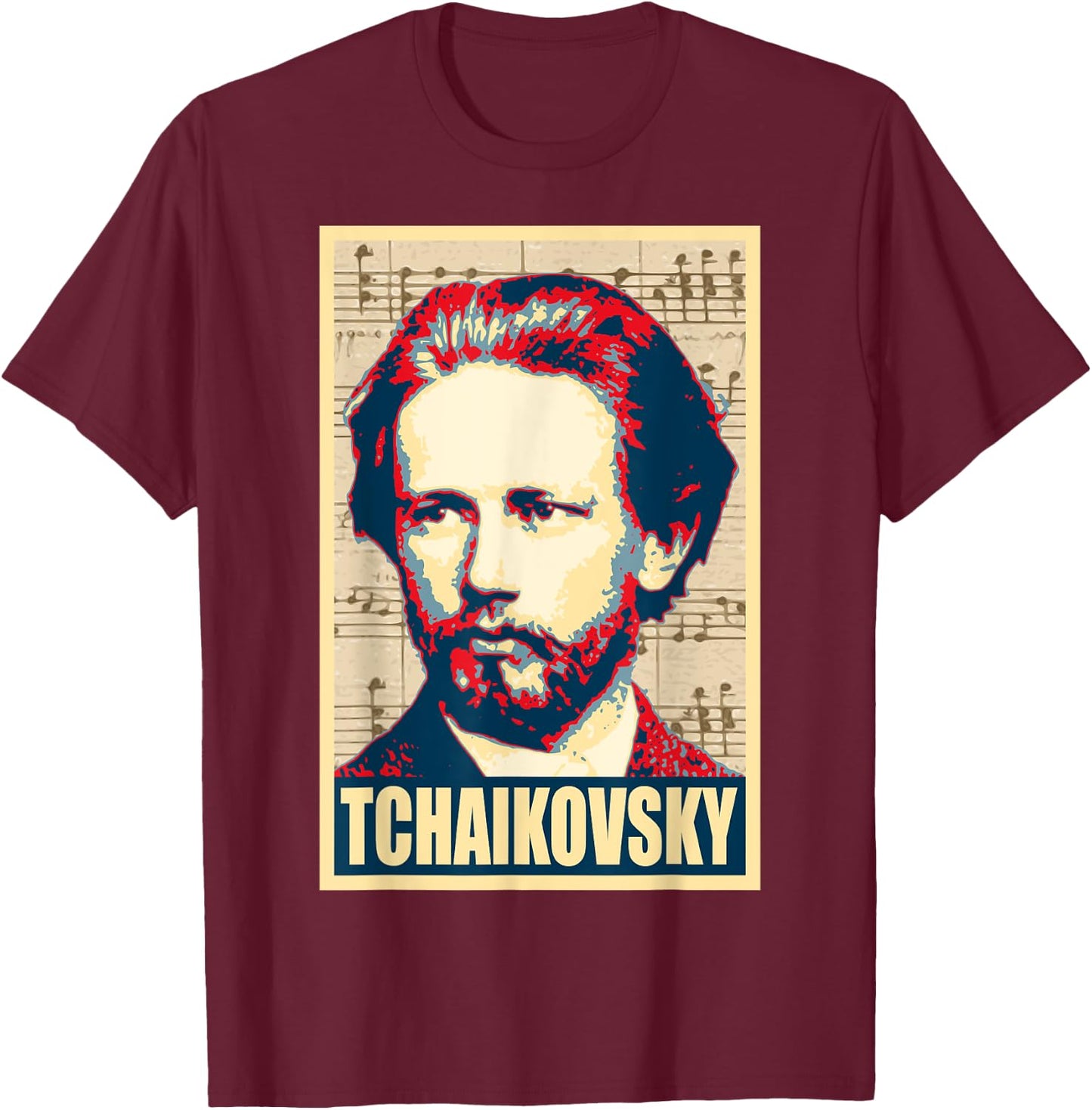 Tchaikovsky Classical Music Notes Composer T-Shirt - T-Shirt | Maroon