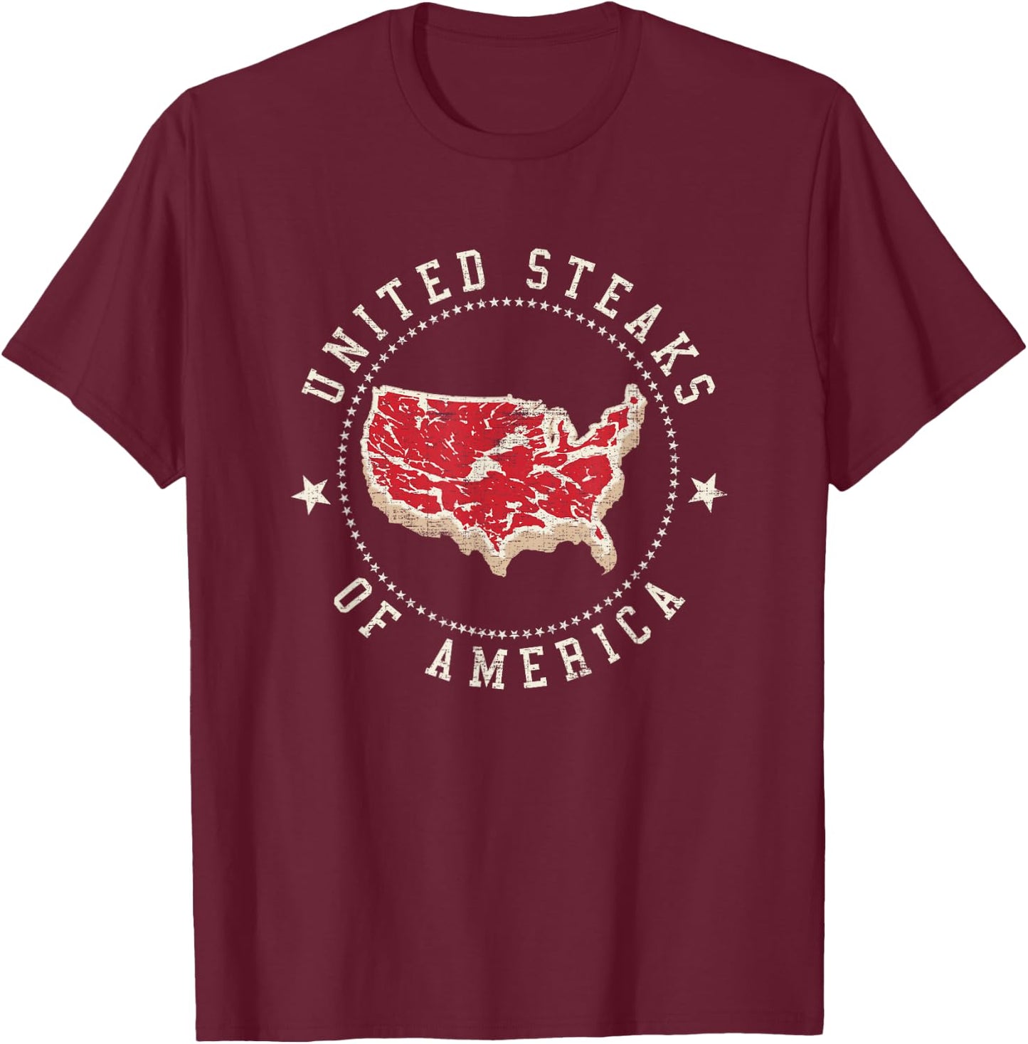 United Steaks Of America Vintage T-Shirt - T-Shirt | Maroon