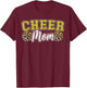 Funny Loud Proud Cheer Mom Mama Cheerleading Yellow Pom Poms T-Shirt - T-Shirt | Maroon