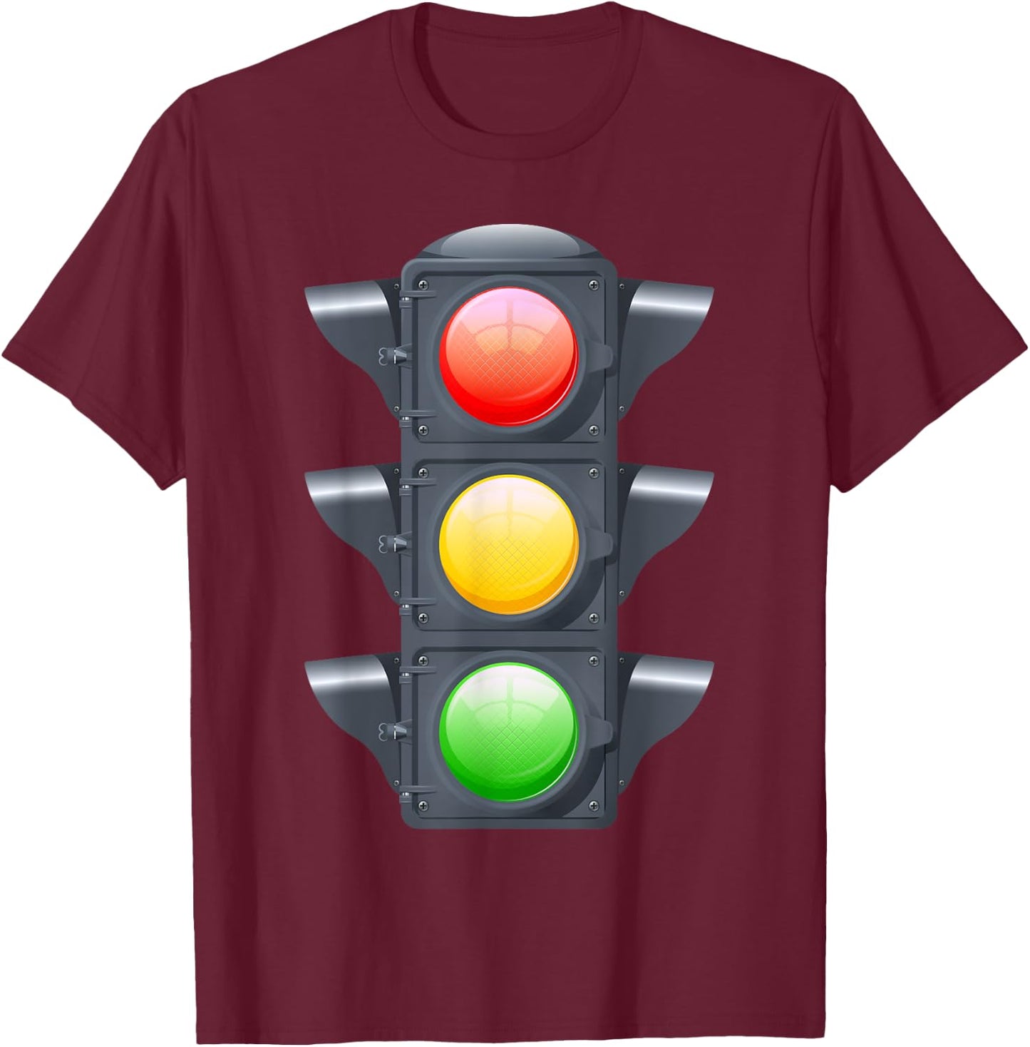 Green Traffic Light Signal Lover Stop Caution Go T Shirt T-Shirt - T-Shirt | Maroon