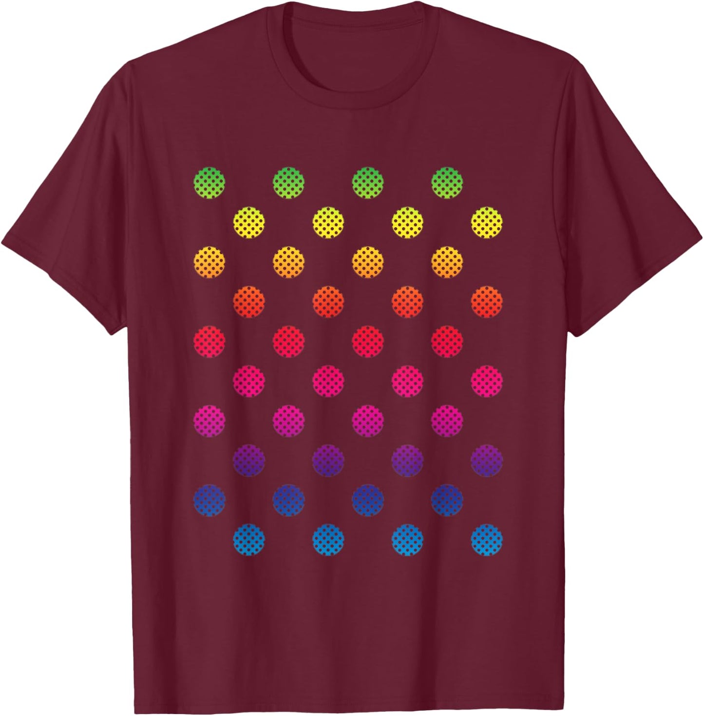 September 15th dot Day Multicolor Rainbow Polka dot T-Shirt - T-Shirt | Maroon