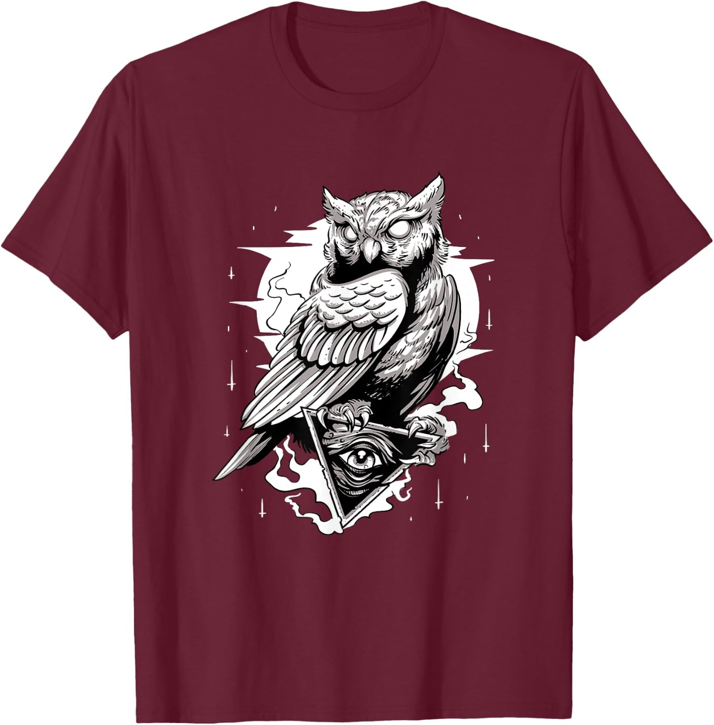 Owl Pyramid Secret Illuminati Owl Conspiracy Shirt T-Shirt - T-Shirt | Maroon