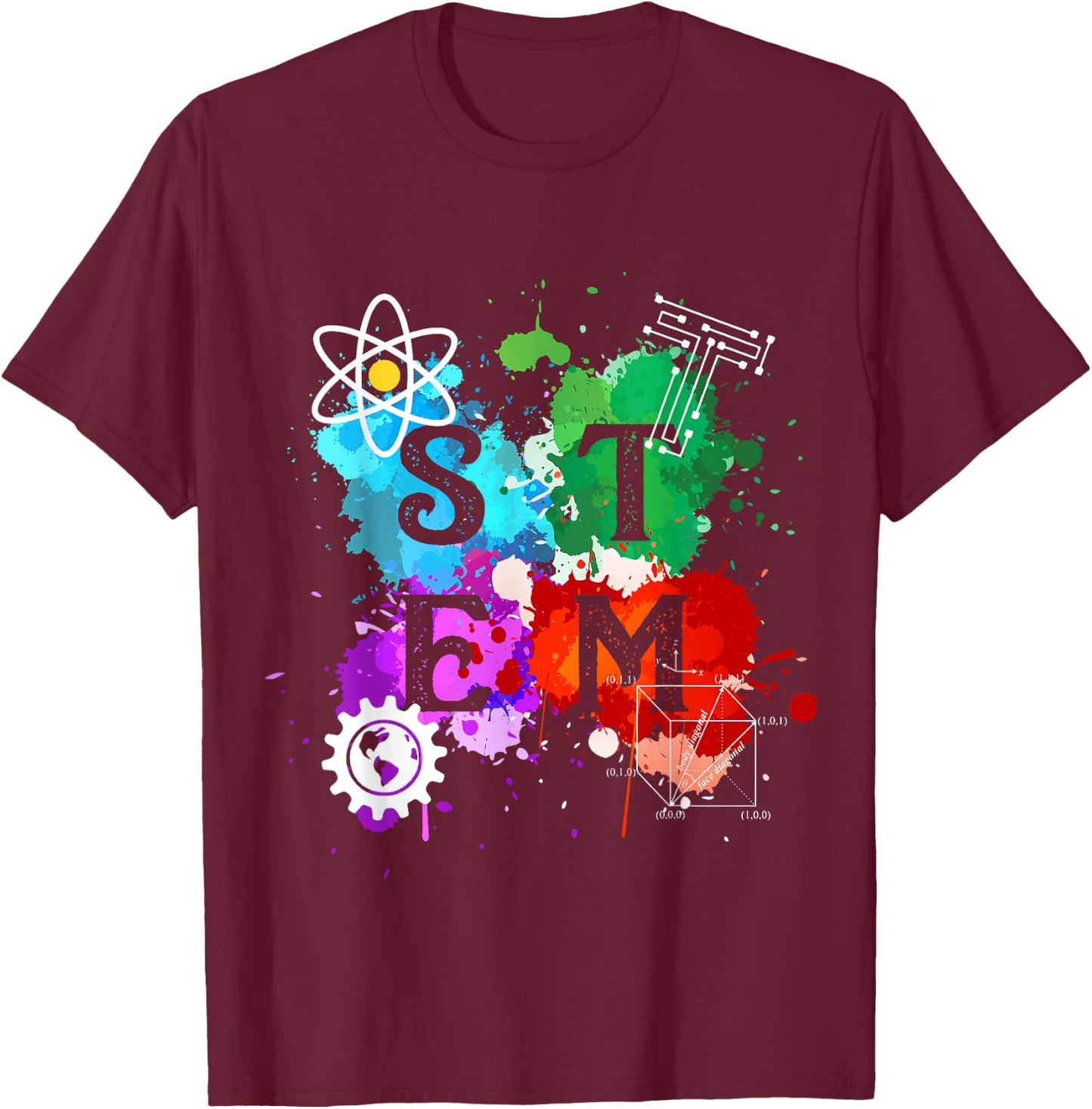 STEM Science Technology Engineering Math Teacher Gift Small T-Shirt - T-Shirt | Maroon