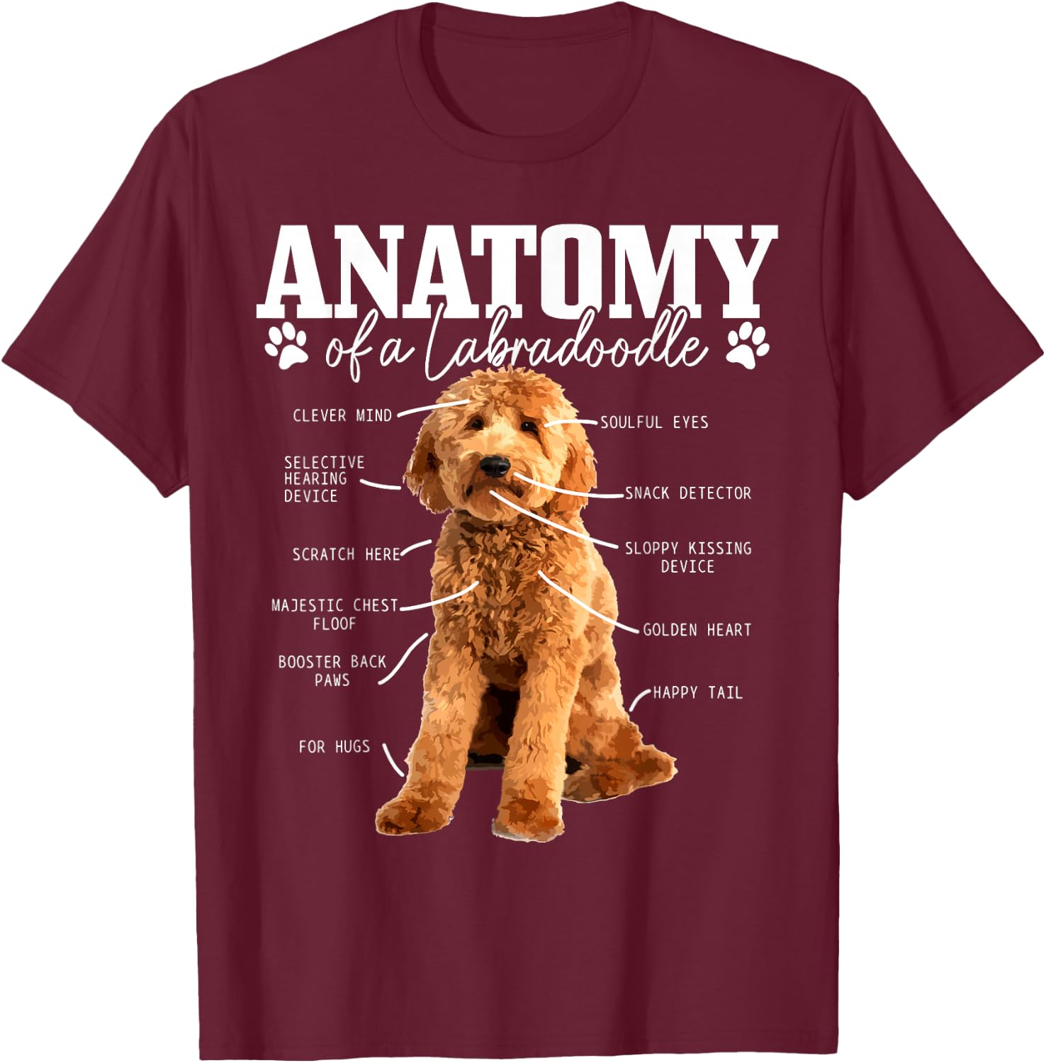 Labradoodle Anatomy Funny Cute Doodle Dog Mom T-Shirt - T-Shirt | Maroon