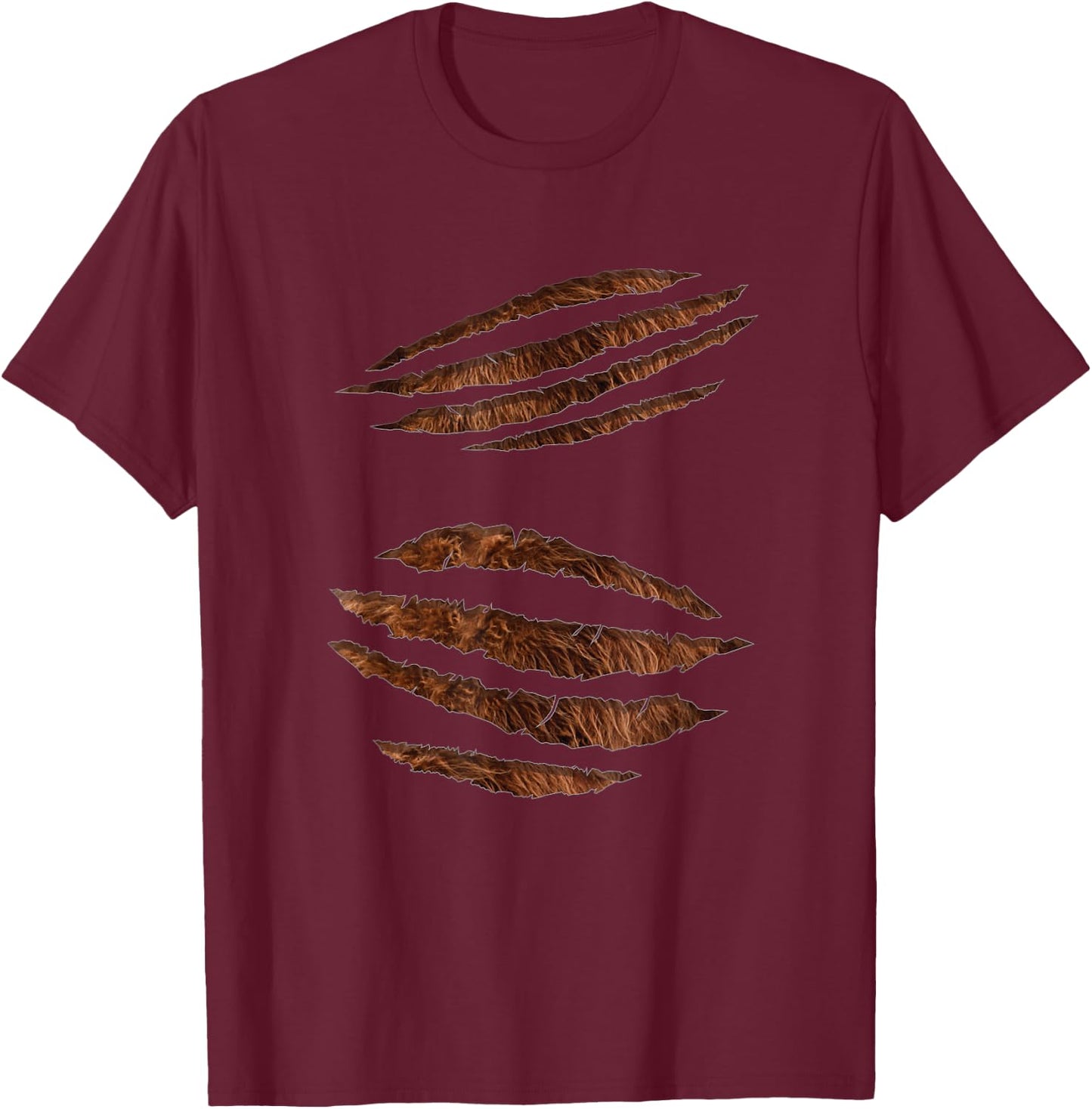 Torn Ripped Werewolf Halloween Costume with Beast Claw Marks T-Shirt - T-Shirt | Maroon