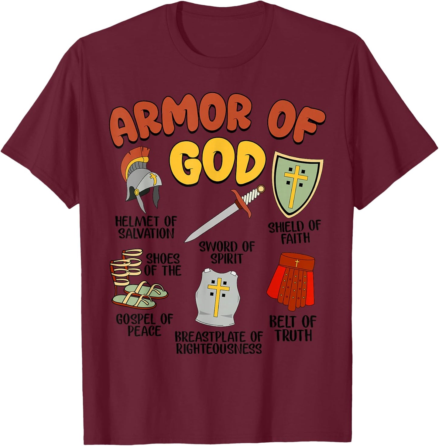 Christian Boys Armor of God Jesus Christ is King T-Shirt - T-Shirt | Maroon