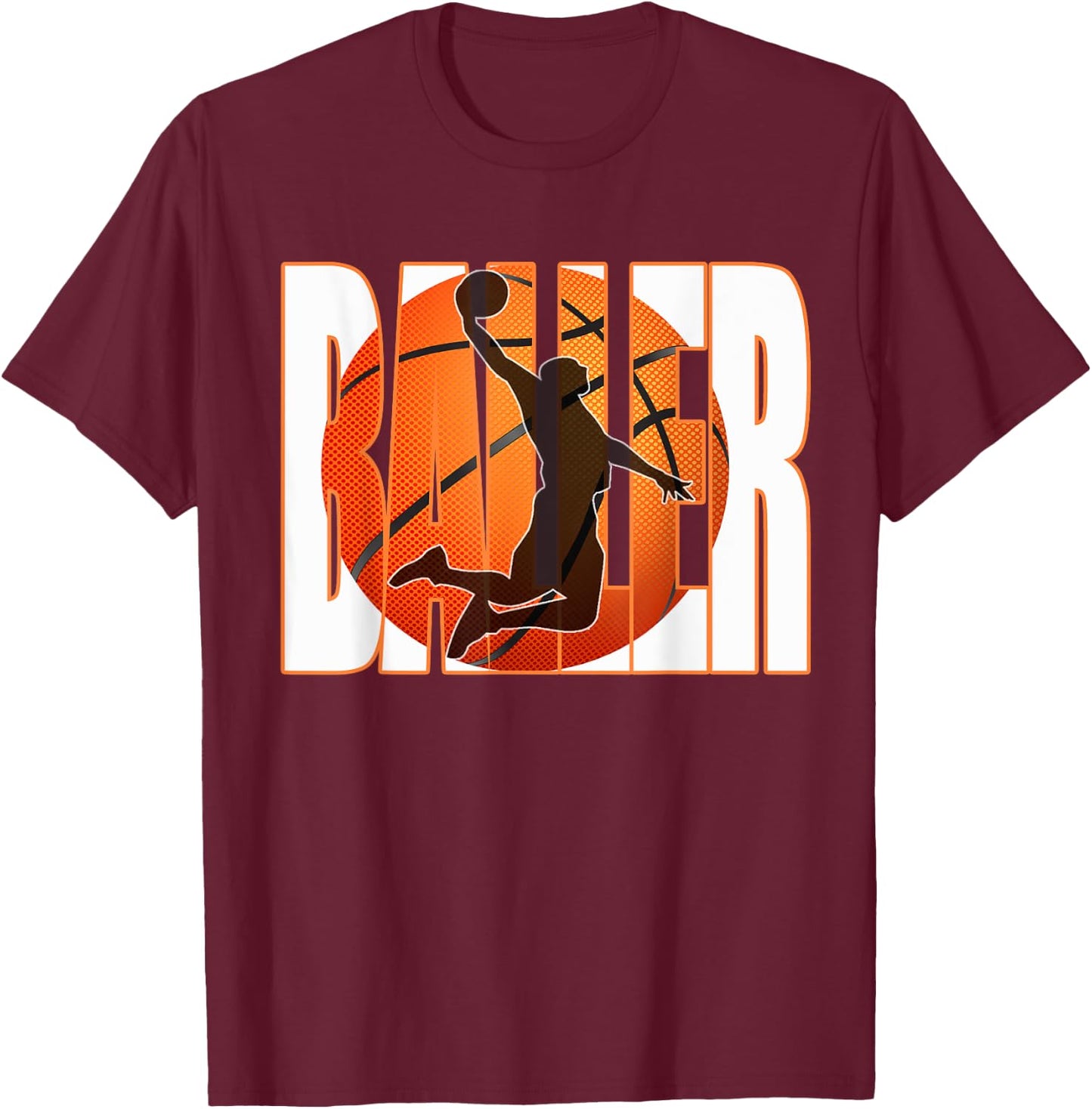 Men's Basketball Baller Shirt for Boys Or Teens T-Shirt - T-Shirt | Maroon