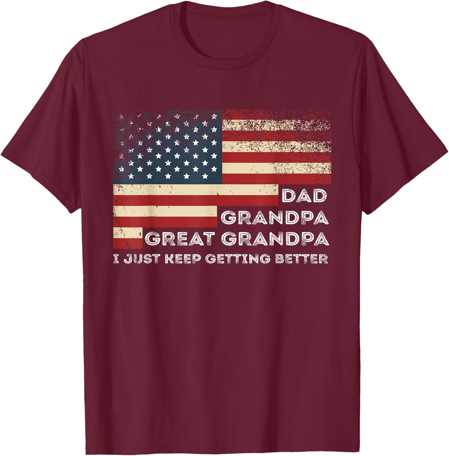 Fathers Day from Grandkids Dad Grandpa Great Grandpa T-Shirt - T-Shirt | Maroon