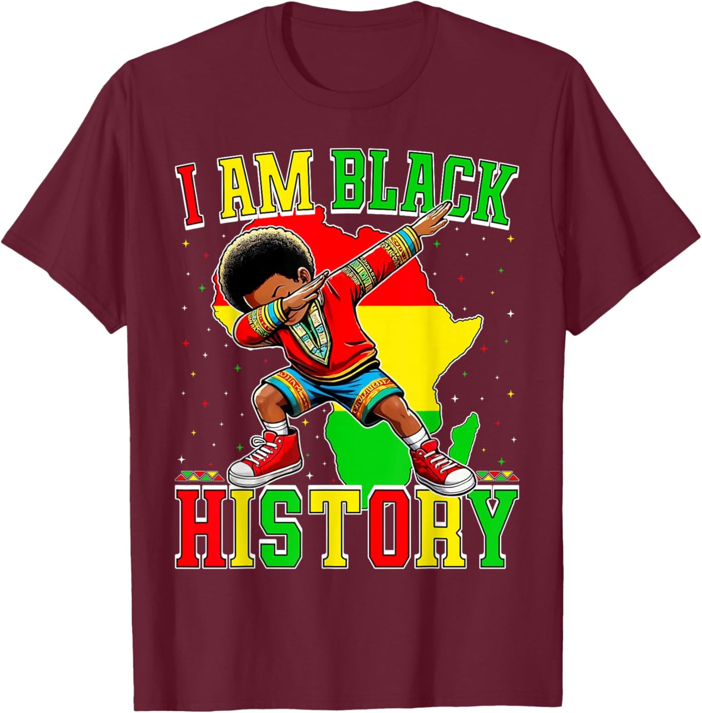 I Am Black History Dabbing Kid Black History Month Kids Boys T-Shirt - T-Shirt | Maroon