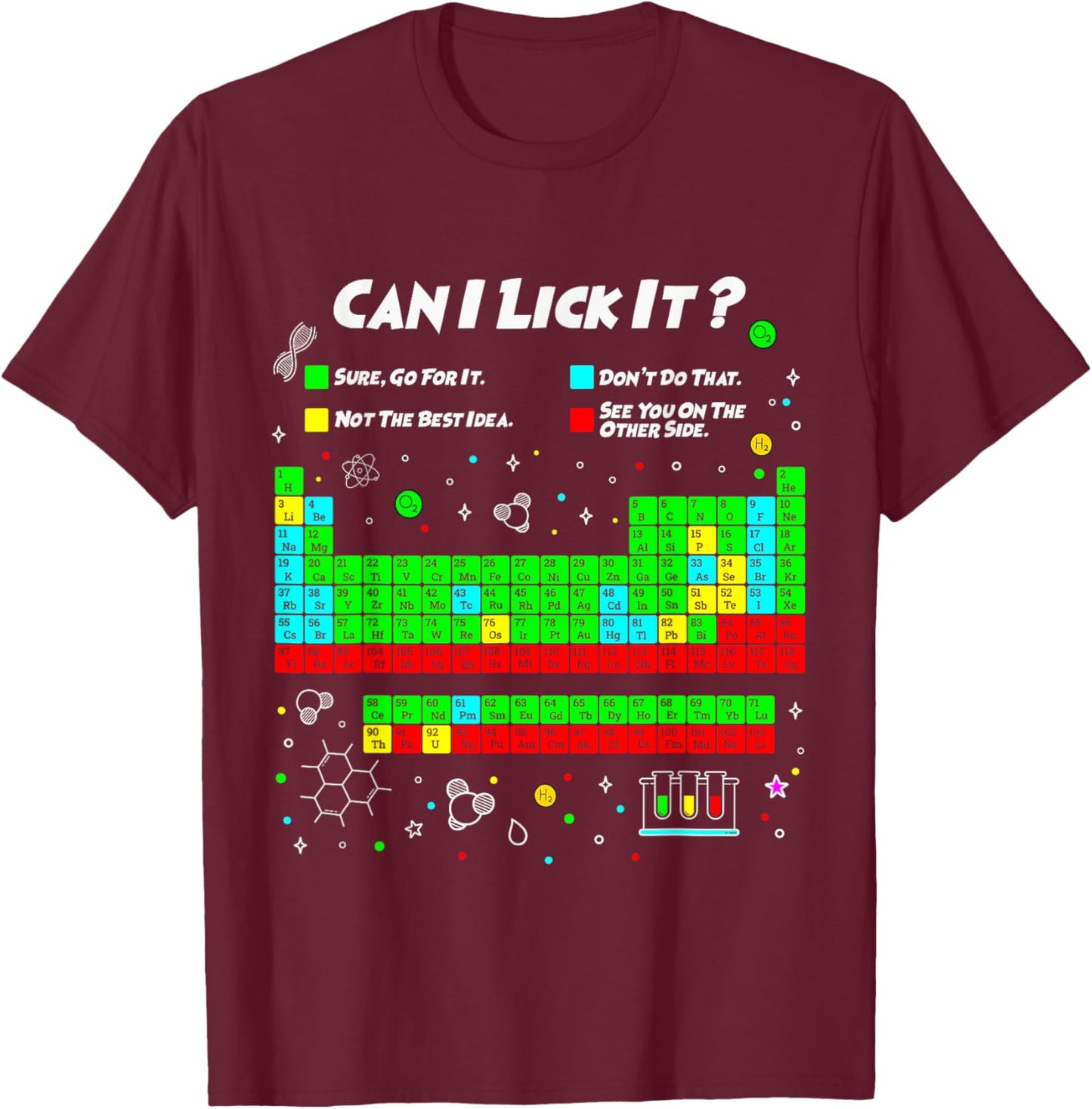 Can I Lick It Periodic Table Funny Science Teacher Kids T-Shirt - T-Shirt | Maroon