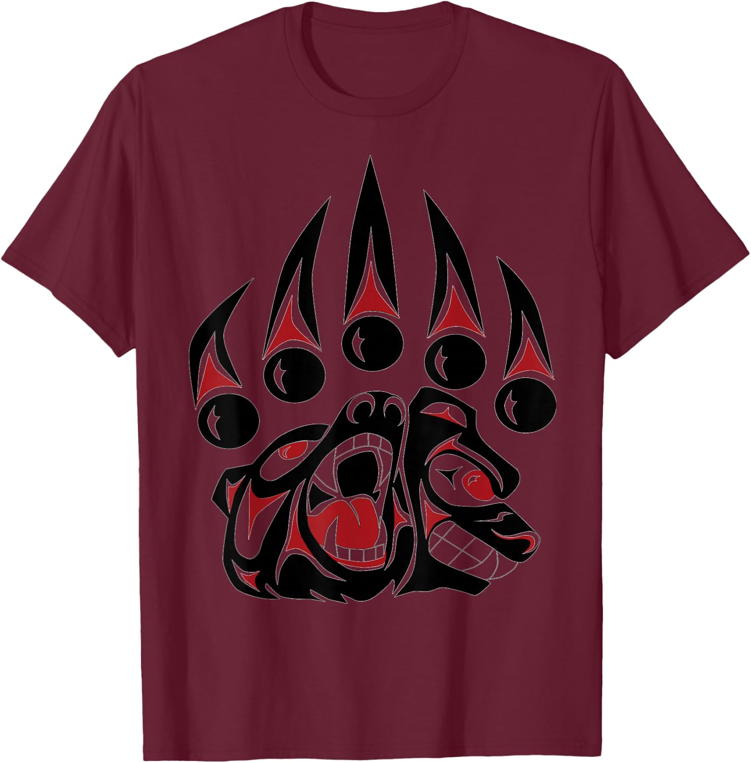 Native American Bear Claw T Shirt T-Shirt - T-Shirt | Maroon