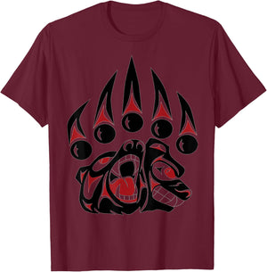 Native American Bear Claw T Shirt T-Shirt - T-Shirt | Maroon