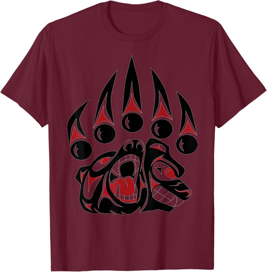 Native American Bear Claw T Shirt T-Shirt - T-Shirt | Maroon