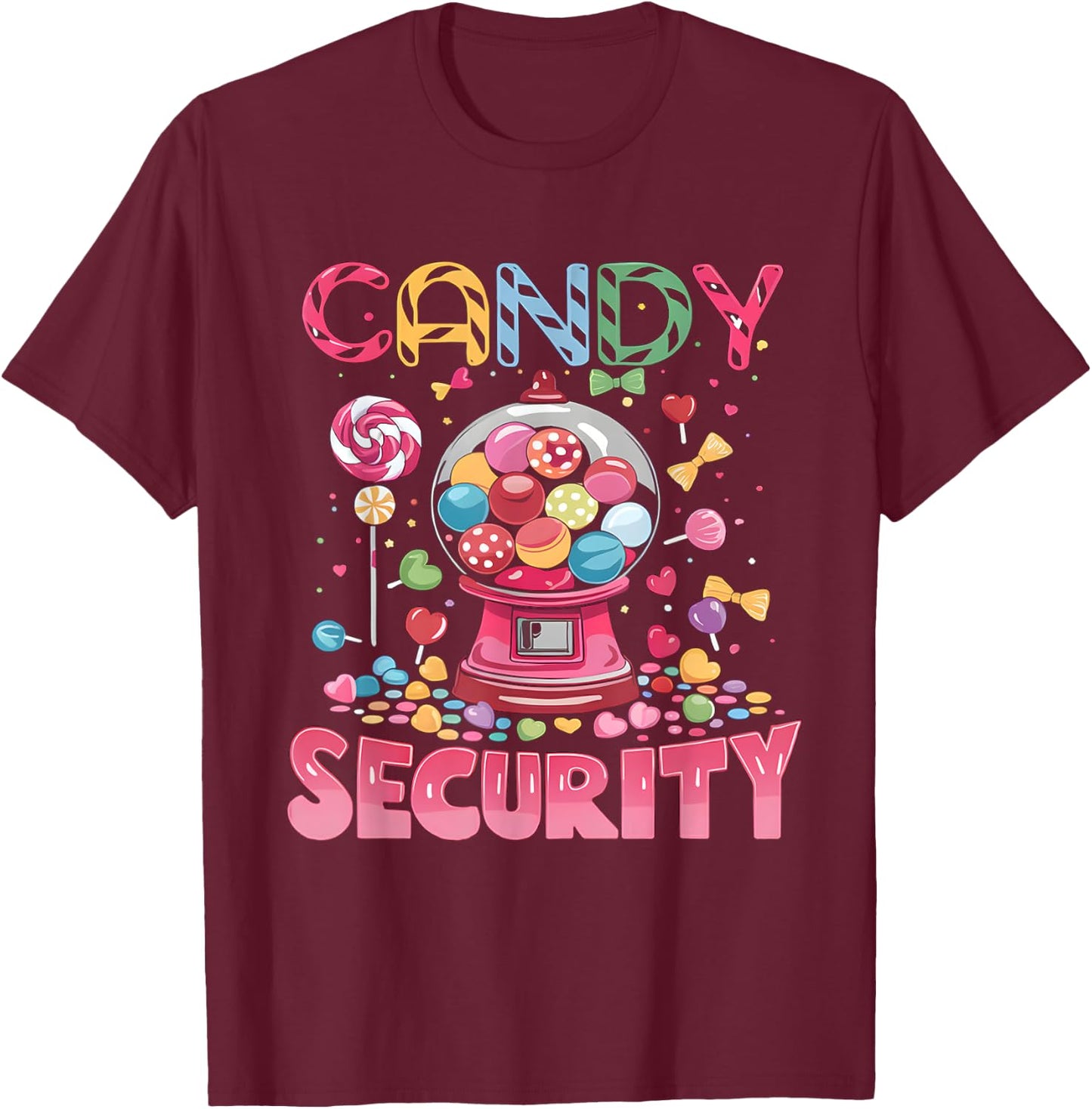 Candy Security Candyland Costume Kids Teens Adult T-Shirt - T-Shirt | Maroon