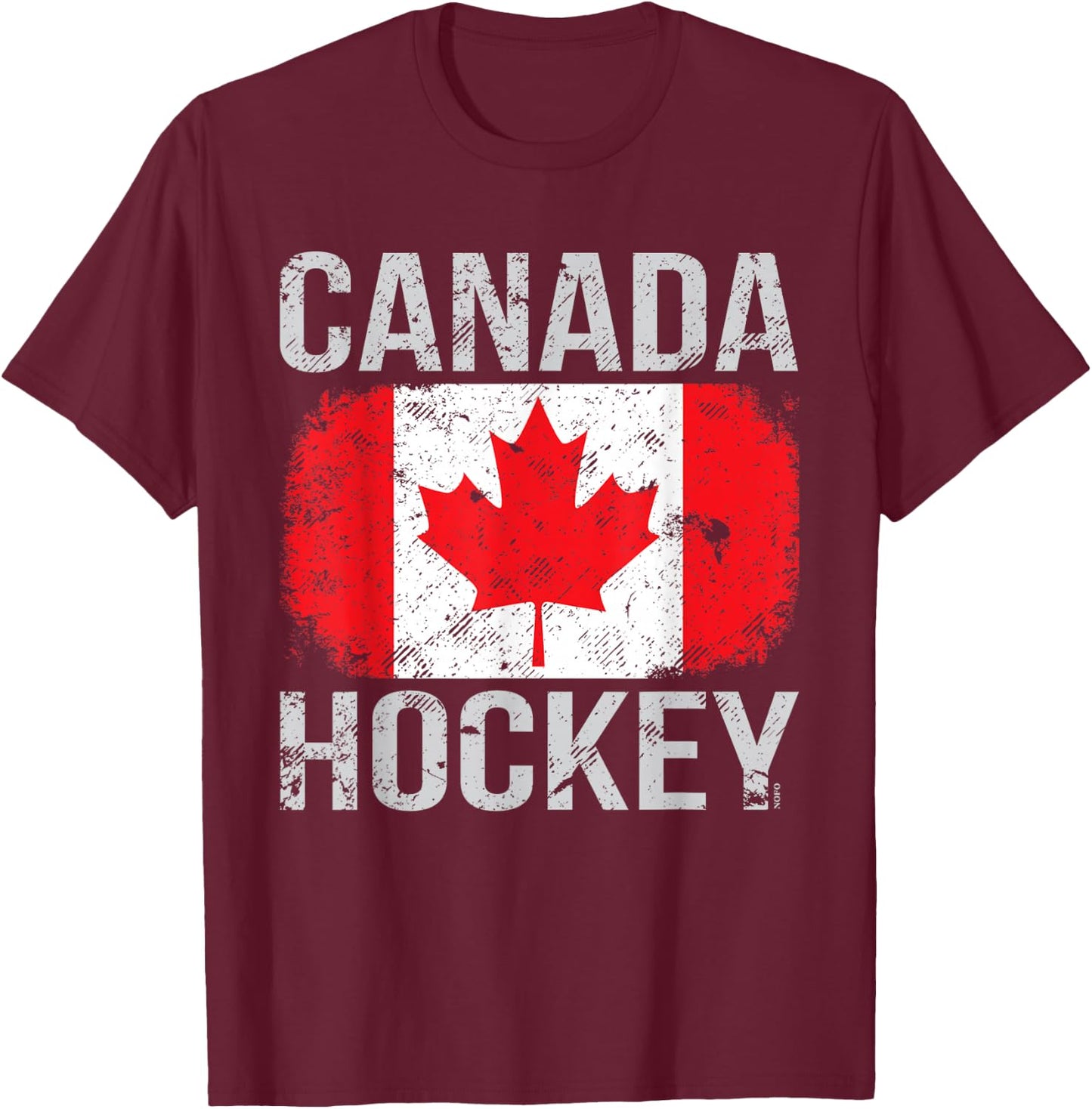 Canada Hockey, Canadian Flag T-Shirt - T-Shirt | Maroon