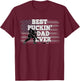 Best Puckin' Dad Ever Shirt American Flag Hockey Gift T-Shirt - T-Shirt | Maroon
