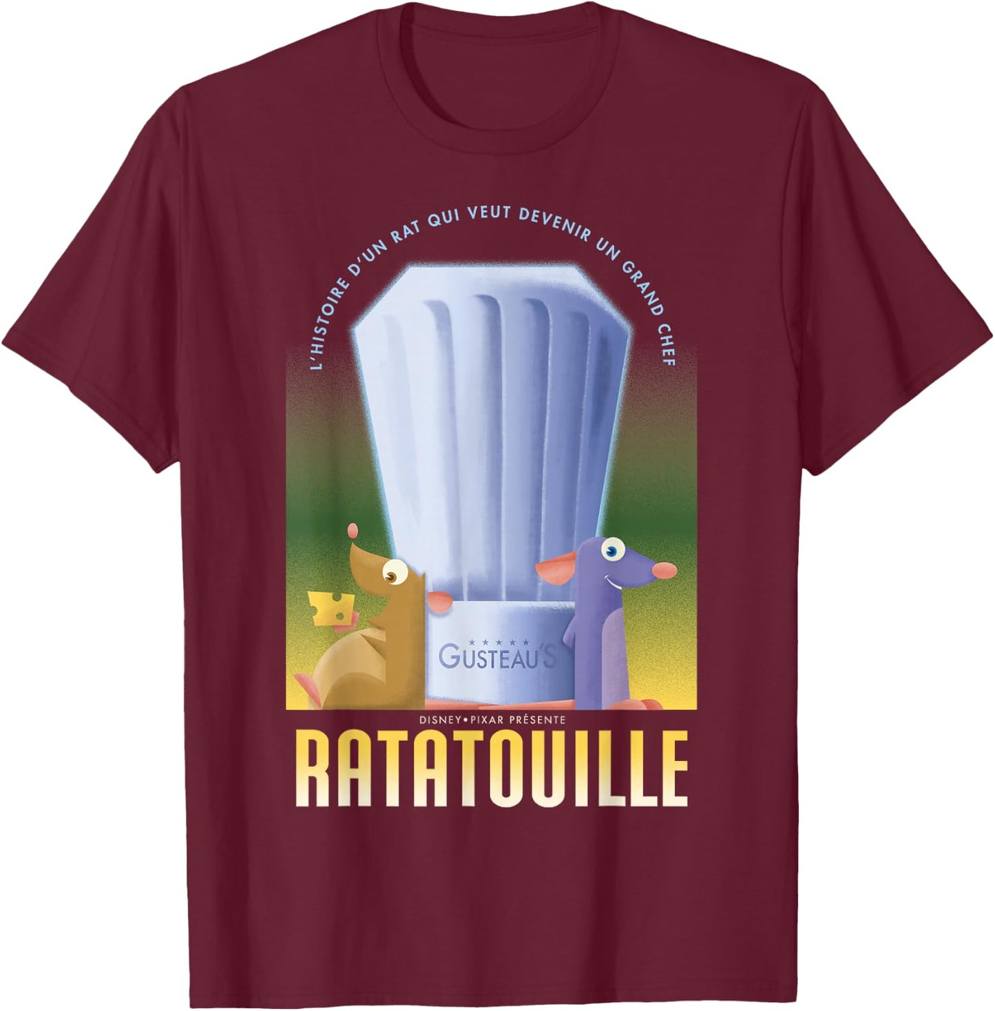 Disney Pixar Ratatouille Remy And Emile Gusteau's Poster T-Shirt - T-Shirt | Maroon