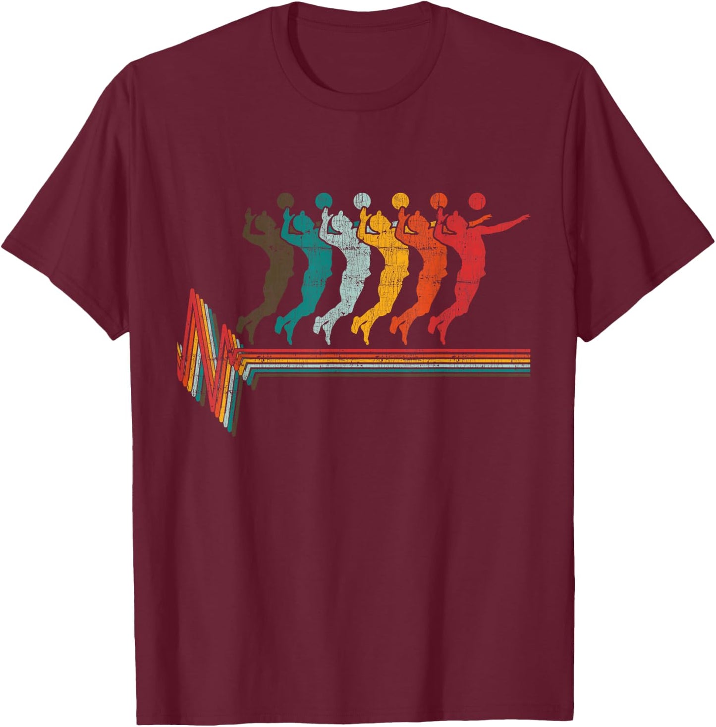Vintage Volleyball Heartbeat- Beach Volleyball Gift T-Shirt - T-Shirt | Maroon
