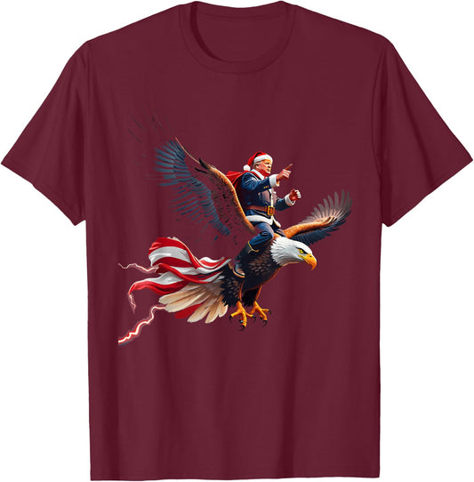 Santa Trump 2024: Making Christmas eagle USA Great Again T-Shirt - T-Shirt | Maroon