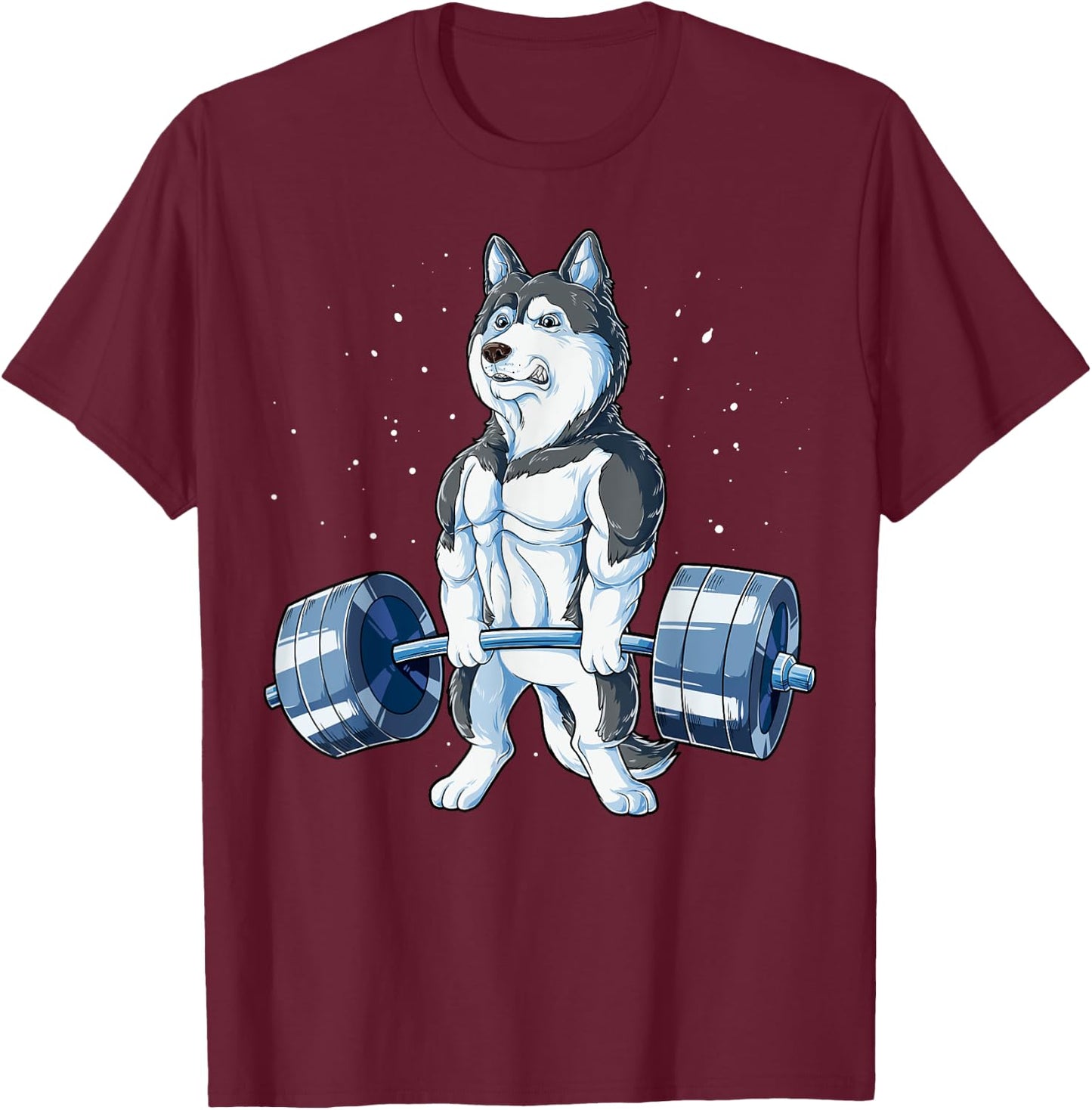 Siberian Husky Weightlifting Funny Deadlift Men Fitness Gym T-Shirt - T-Shirt | Maroon