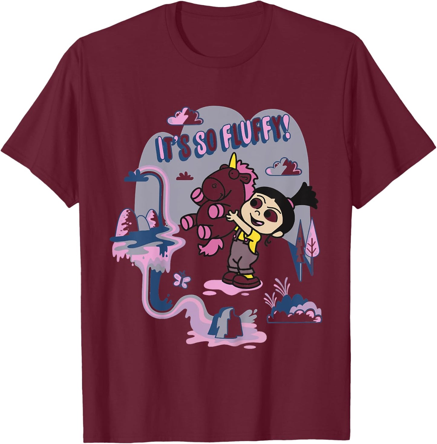 Kids Despicable Me Minions Agnes Fluffy Unicorn Graphic T-Shirt - T-Shirt | Maroon