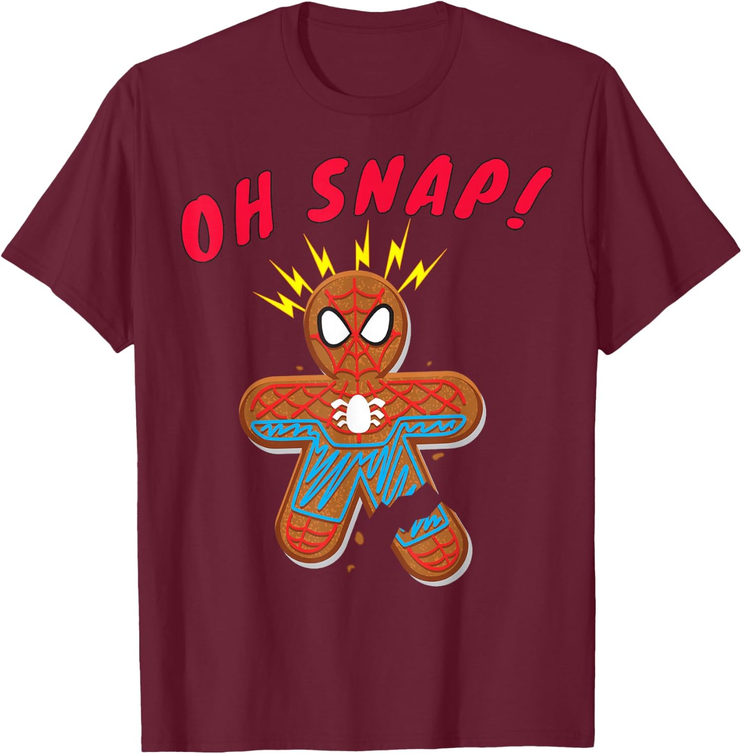 Marvel Spider-Man Oh Snap Gingerbread Cookie T-Shirt - T-Shirt | Maroon