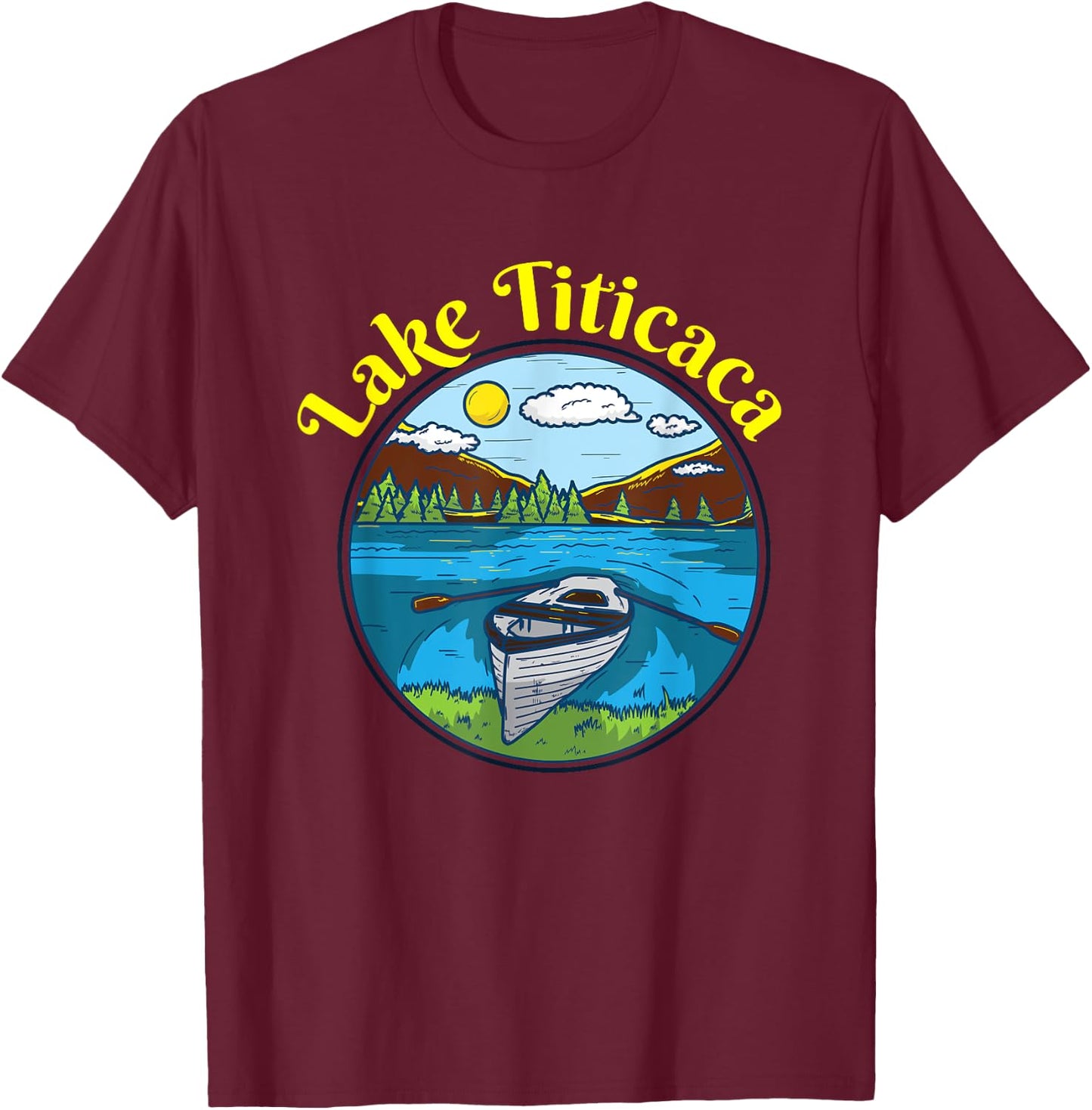 Lake Titicaca Clothing Peru Retro Boating T-Shirt - T-Shirt | Maroon