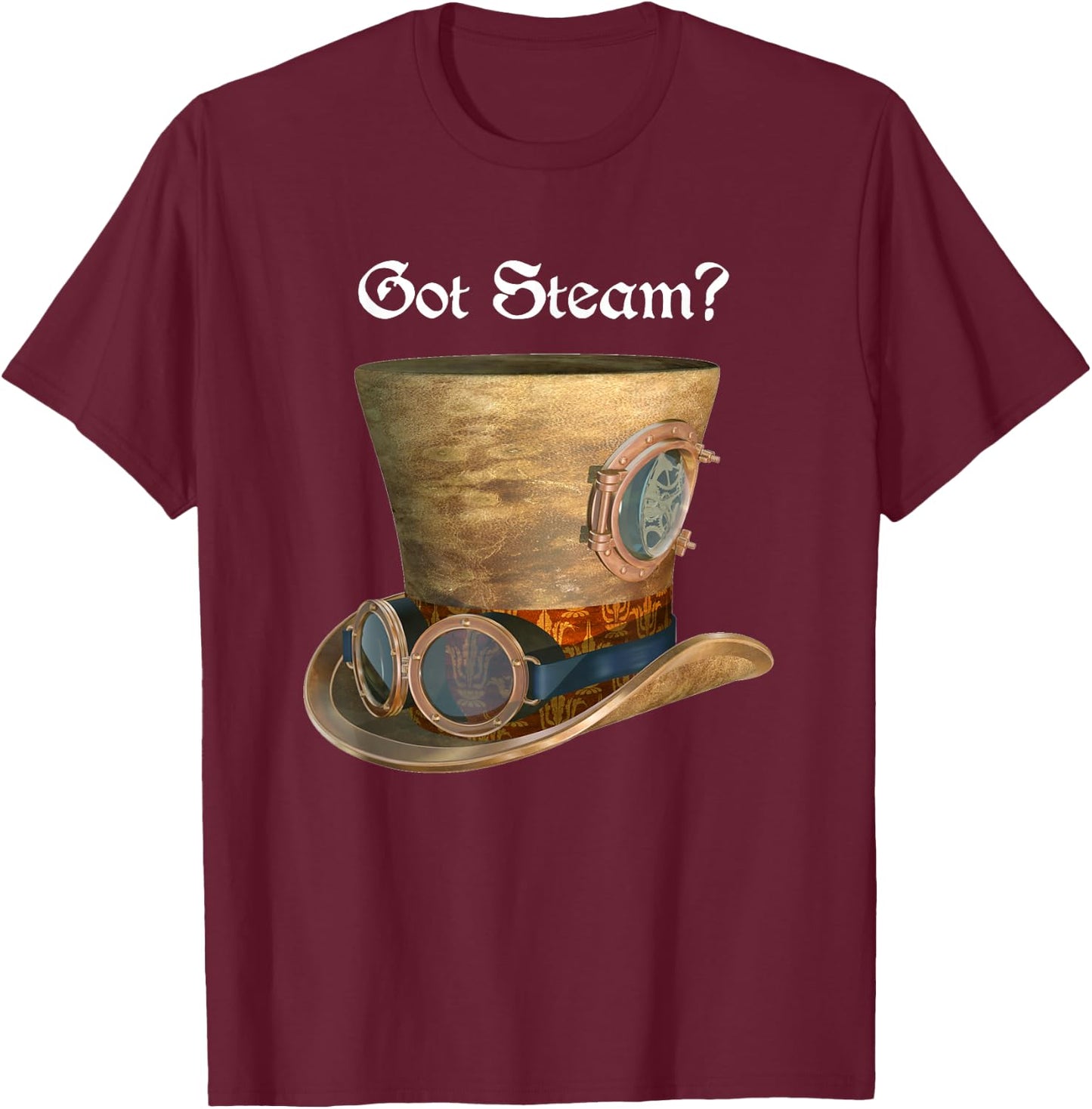 Steam Punk Top Hat Goggles Cosplay Sci Fi T Shirt Steampunk T-Shirt - T-Shirt | Maroon