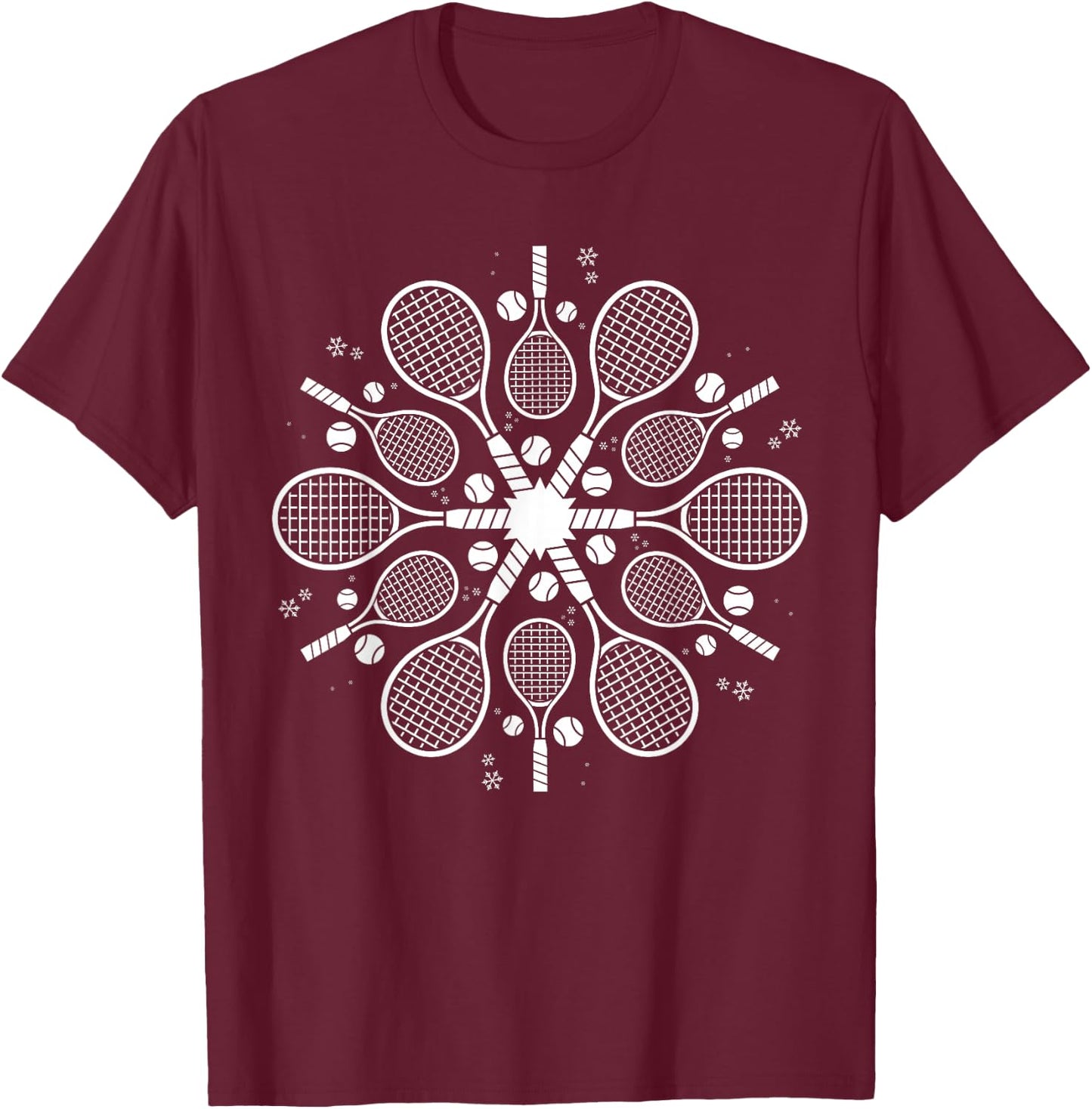 Snowflake Christmas Tennis T-Shirt - T-Shirt | Maroon