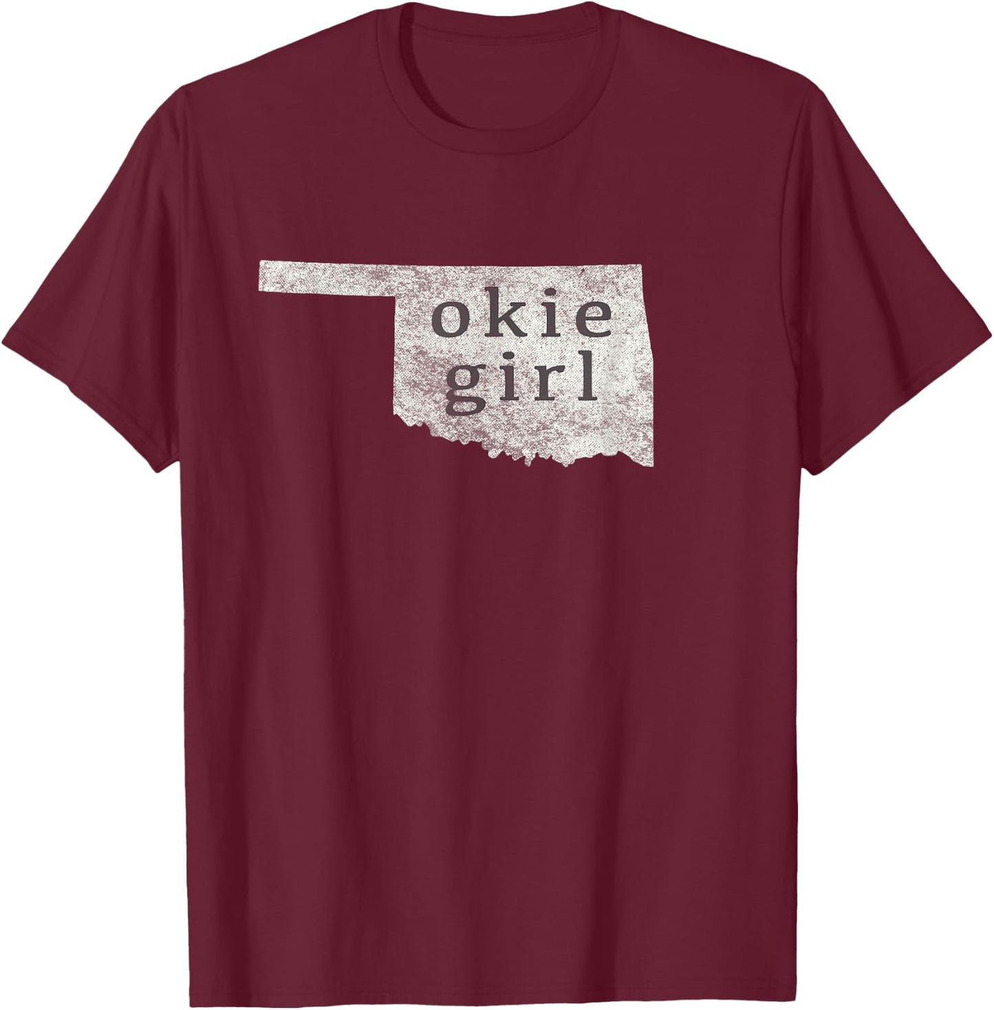 Okie Girl White Distressed Style T-Shirt - T-Shirt | Maroon
