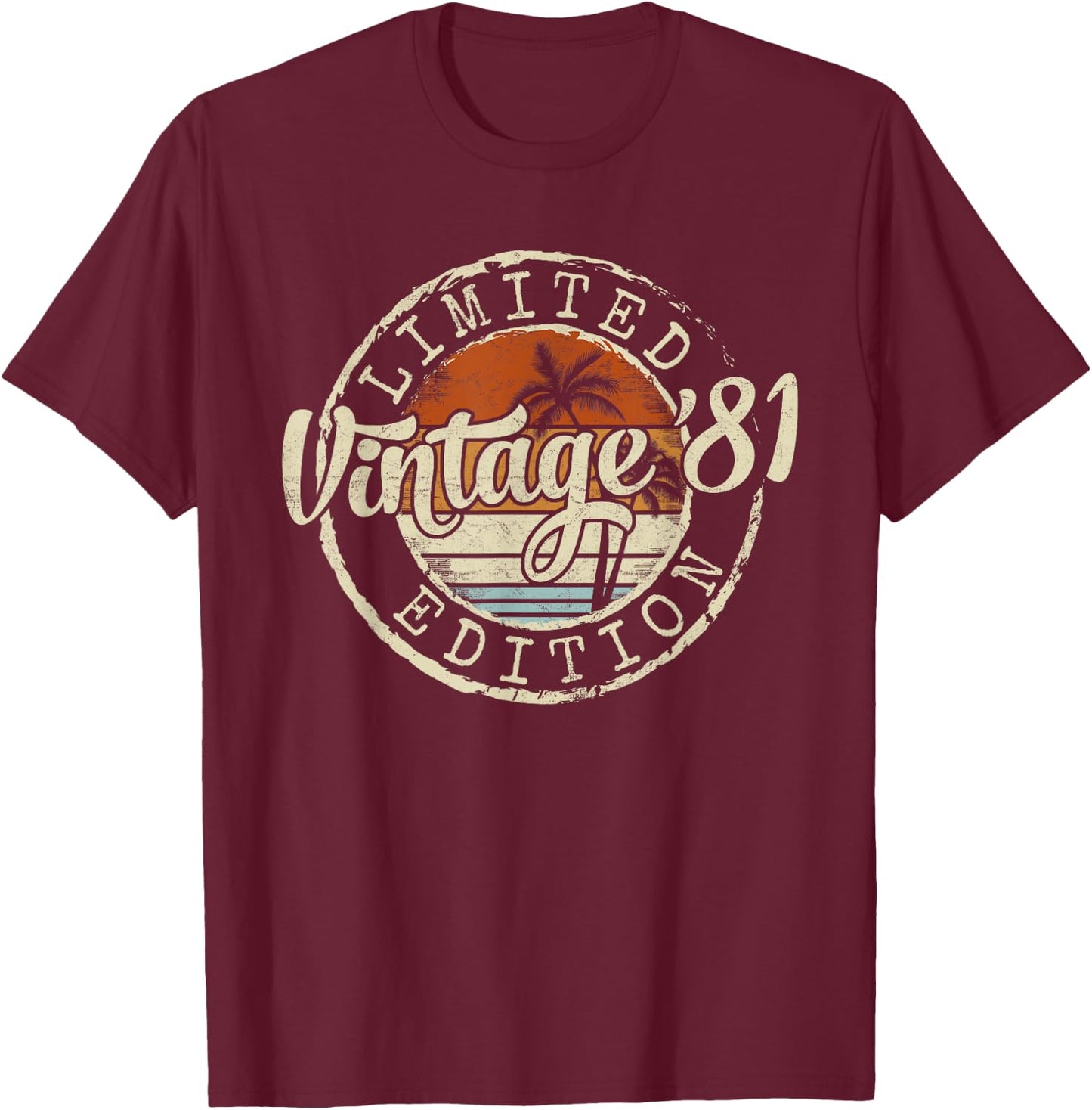 Vintage 1981 44th Birthday Gifts 44 Year Old Women T-Shirt - T-Shirt | Maroon