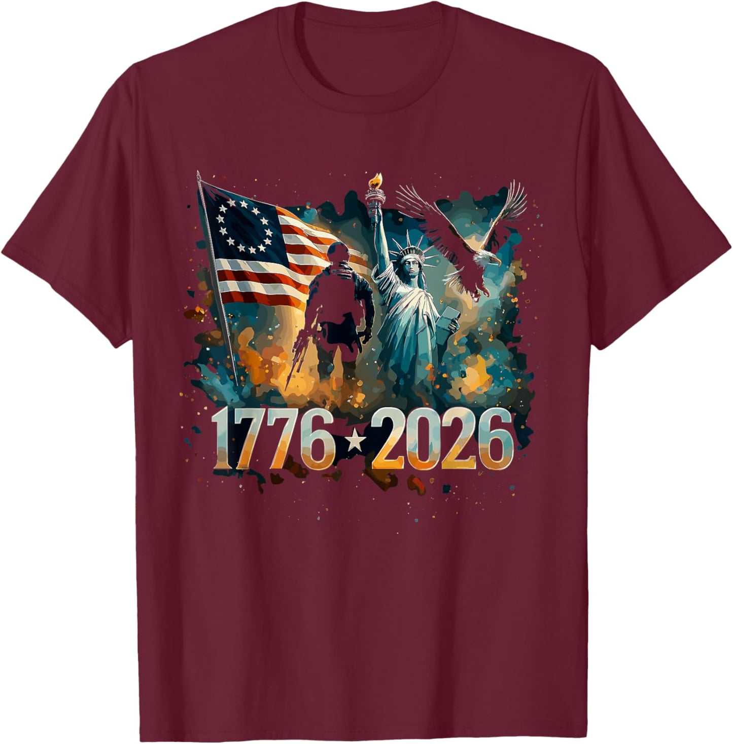 We The People 250 Years of Freedom 1776-2026 250th Birthday T-Shirt - T-Shirt | Maroon