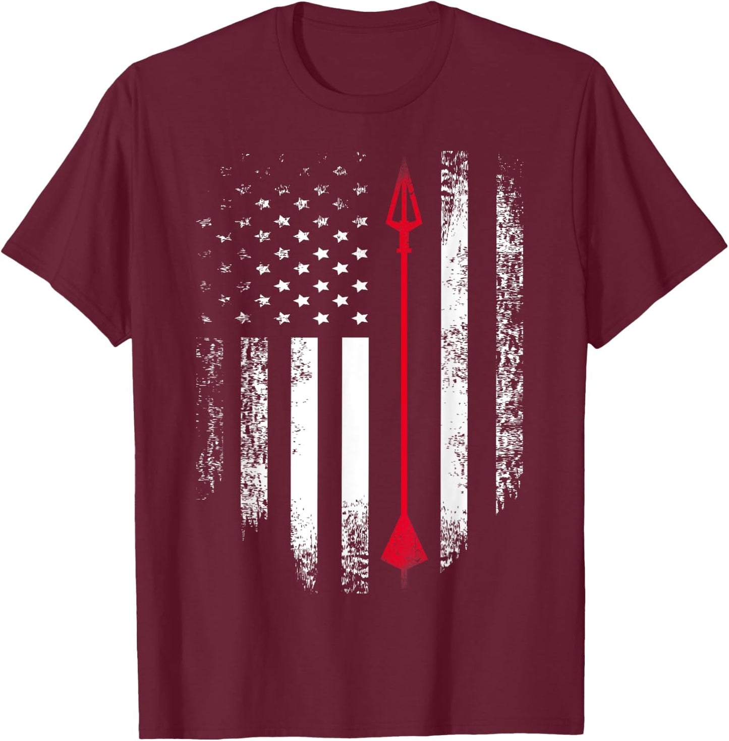 Vintage USA Red White - Archery Arrow American Flag T-Shirt - T-Shirt | Maroon