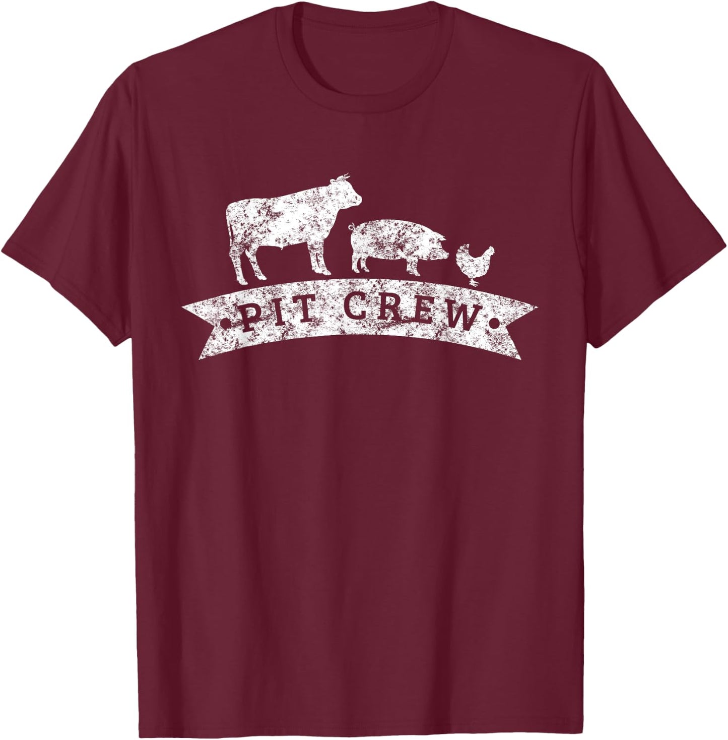 Vintage Pit Crew Funny BBQ Grilling T-Shirt - T-Shirt | Maroon