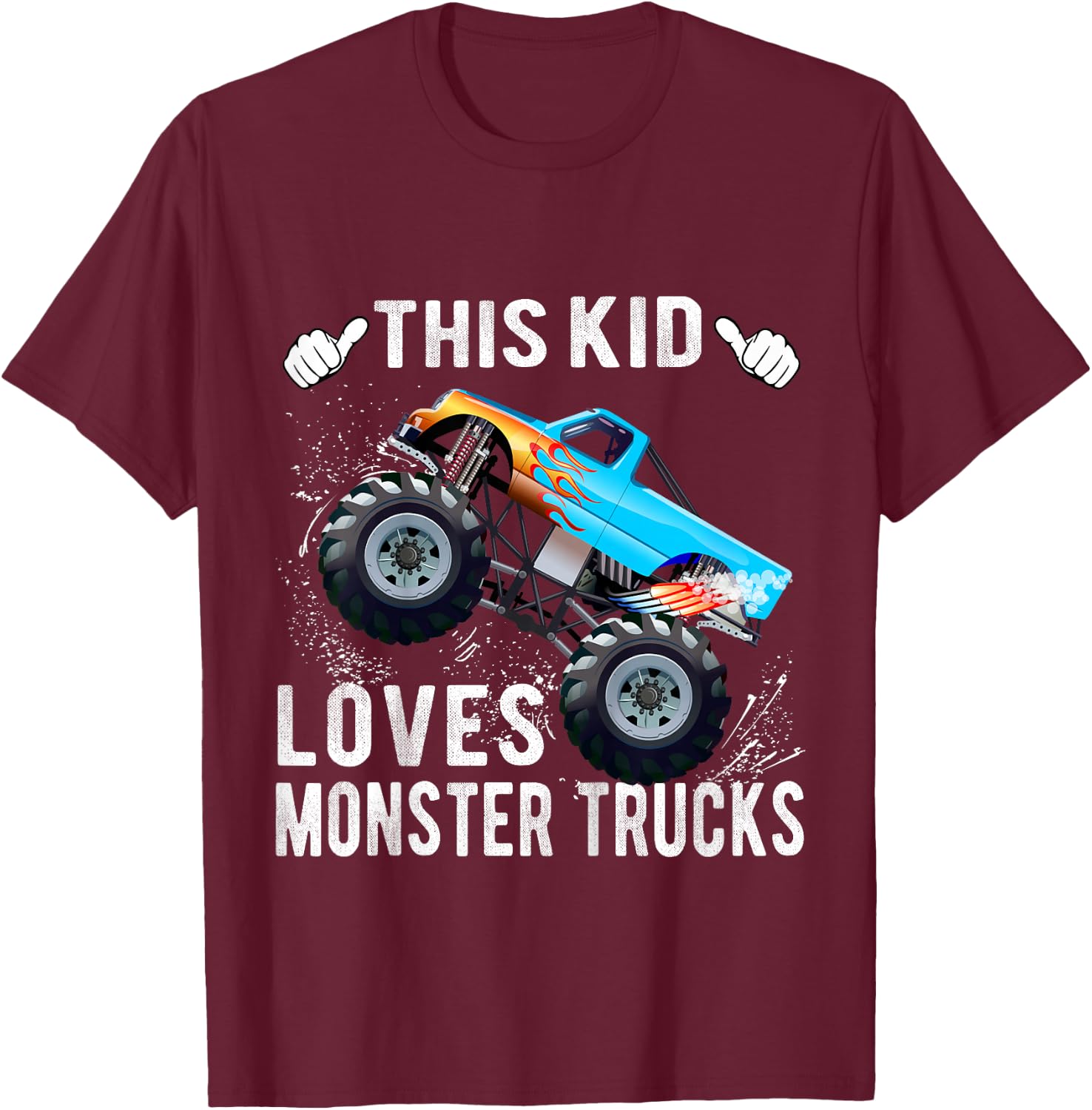 Kids This Kid Loves Monster Trucks Boys and Girls Gift T-Shirt - T-Shirt | Maroon