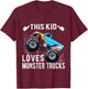 Kids This Kid Loves Monster Trucks Boys and Girls Gift T-Shirt - T-Shirt | Maroon