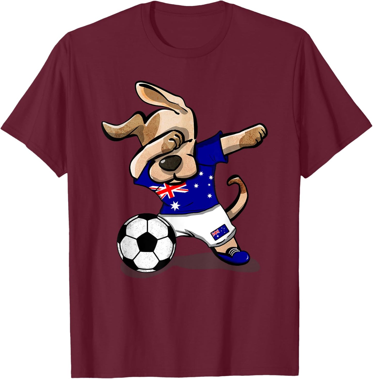 Dog Dabbing Soccer Australia Jersey Shirt Australian T-Shirt - T-Shirt | Maroon