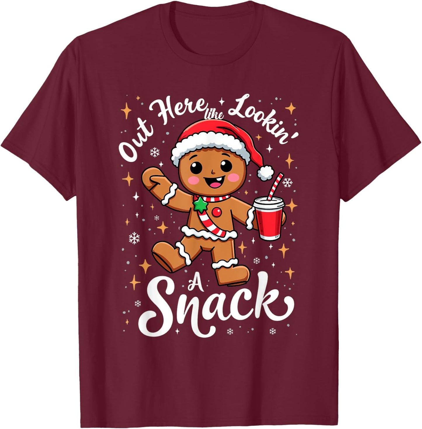 out here looking like a snack christmas funny BouJee Xmas T-Shirt - T-Shirt | Maroon