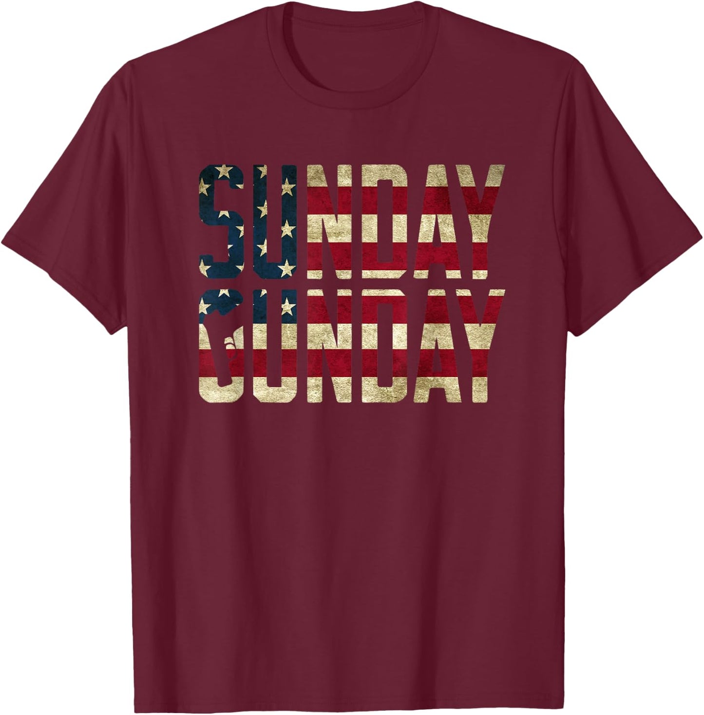 American Flag Sunday Gunday Gun Pistol Firearms T-Shirt - T-Shirt | Maroon