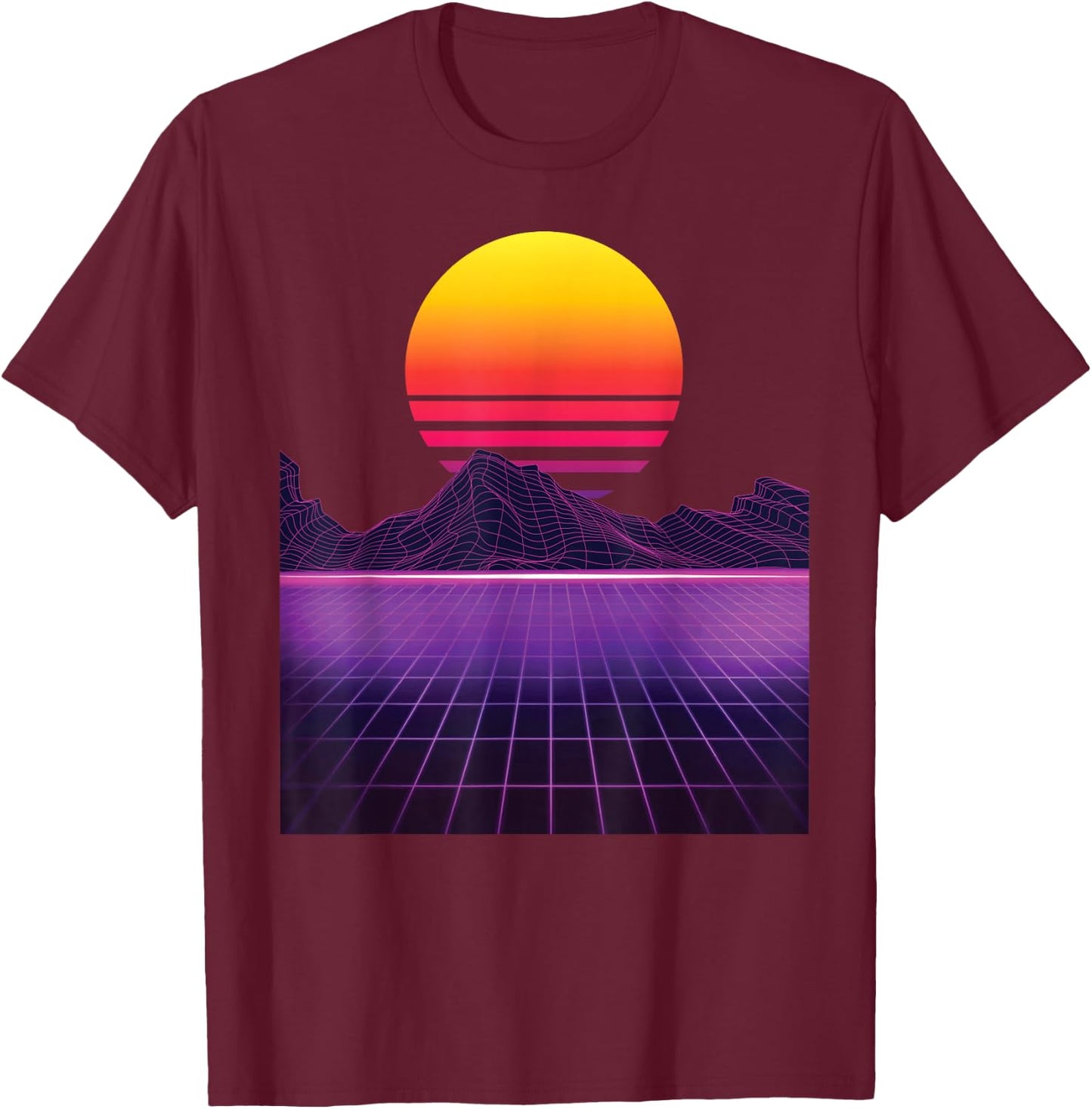 Outrun Synthwave Vaporwave Aesthetic 80's Retro T-Shirt - T-Shirt | Maroon