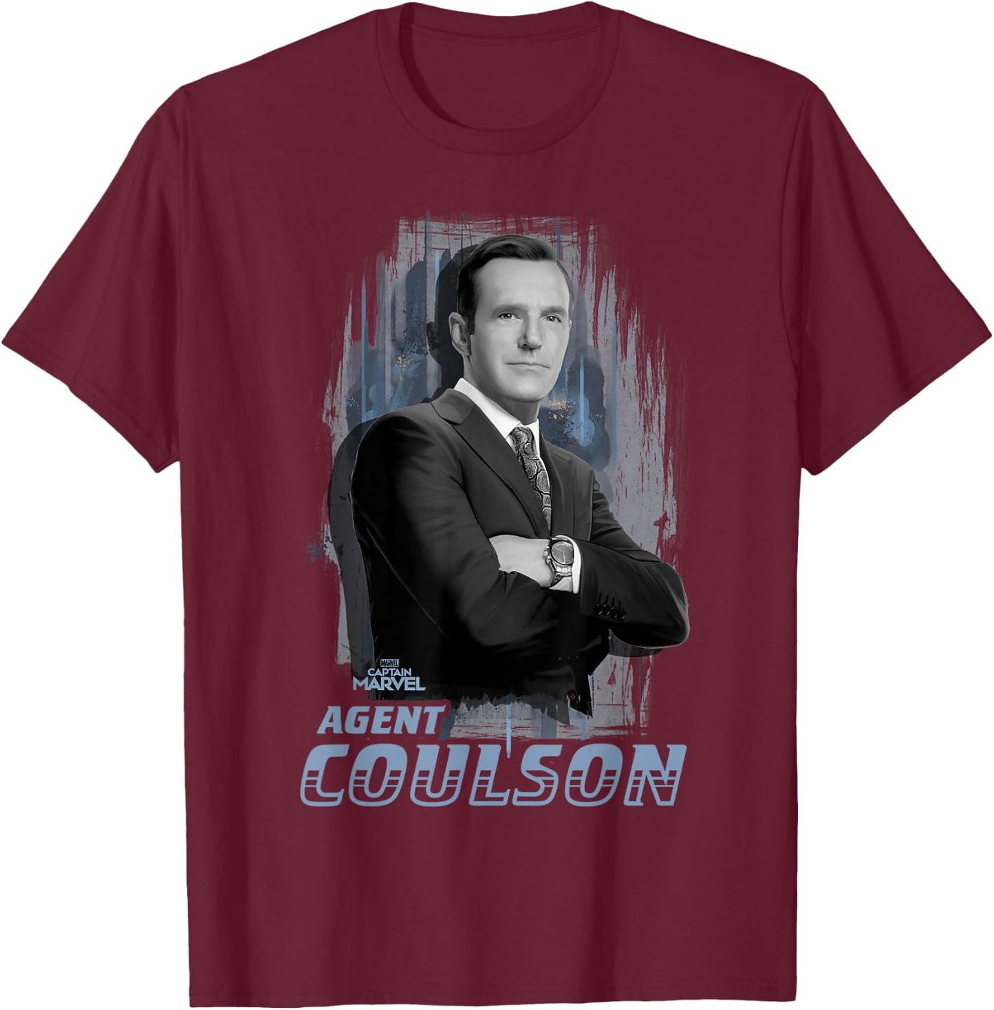 Captain Marvel Agent Coulson Portrait Graphic T-Shirt - T-Shirt | Maroon