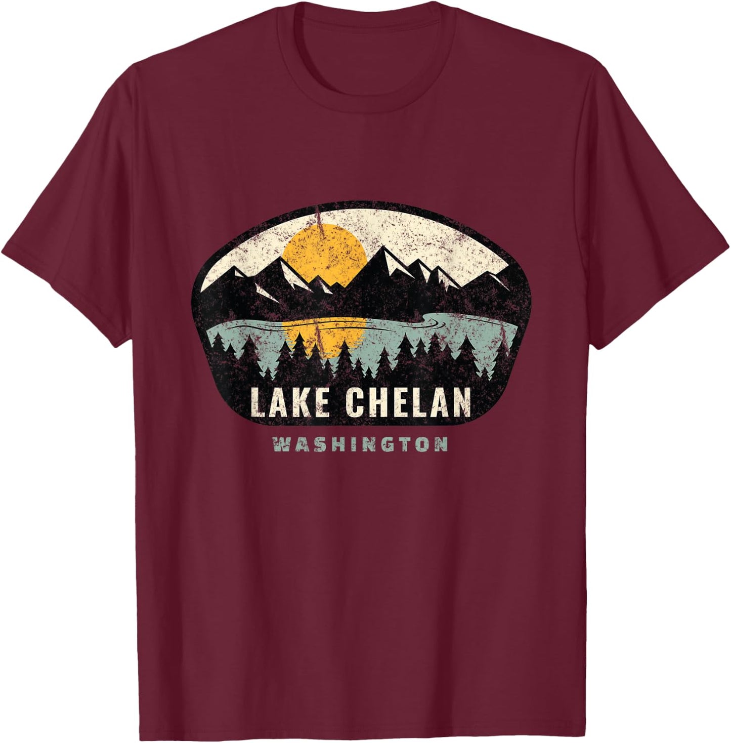 Lake Chelan Washington,WA Vacation Souvenir T-Shirt - T-Shirt | Maroon