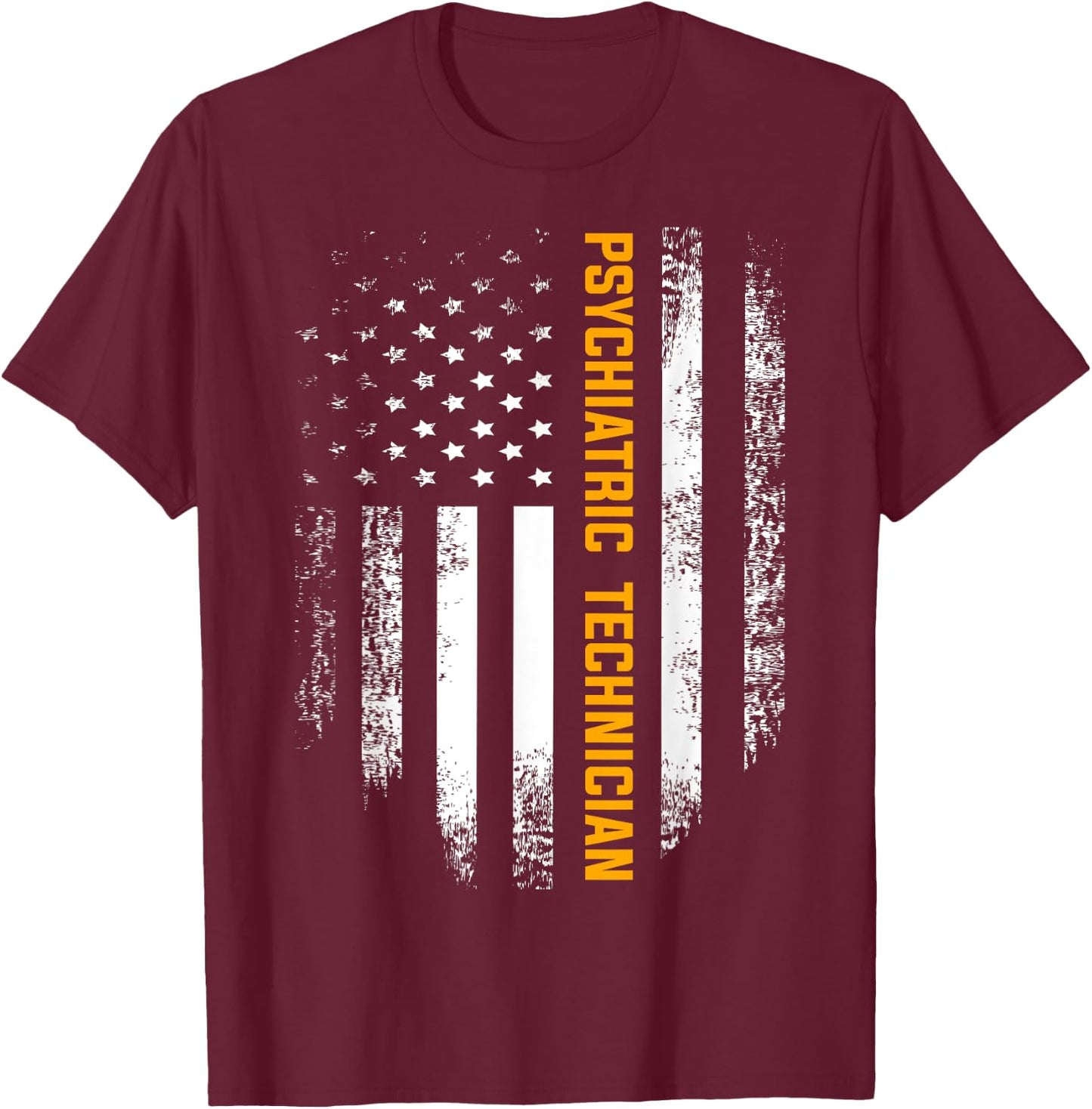Vintage American USA Flag Psychiatric Technician Shirt Gift Kids Men T-Shirt - T-Shirt | Maroon